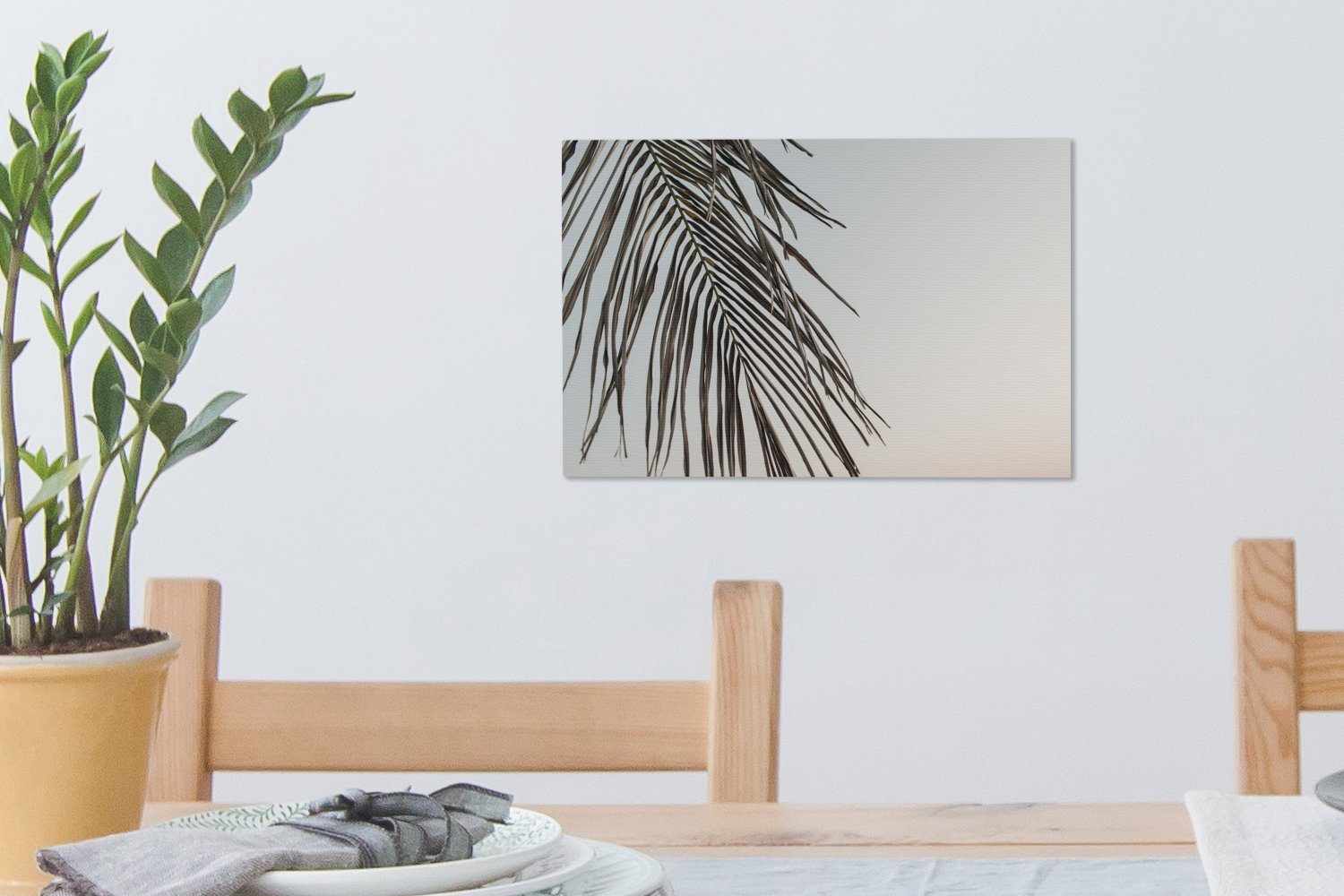 Wanddeko, - St), Palme Blatt, Sommer Wandbild 30x20 cm (1 Leinwandbilder, - Leinwandbild Aufhängefertig, OneMillionCanvasses®