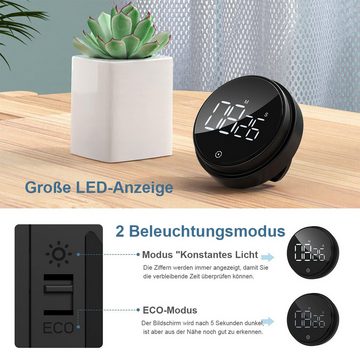 DOPWii Zeitschaltuhr Drehtimer, großes LED-LCD-Display, Countdown-Timer zum Kochen, Backen, Sport und Lernen