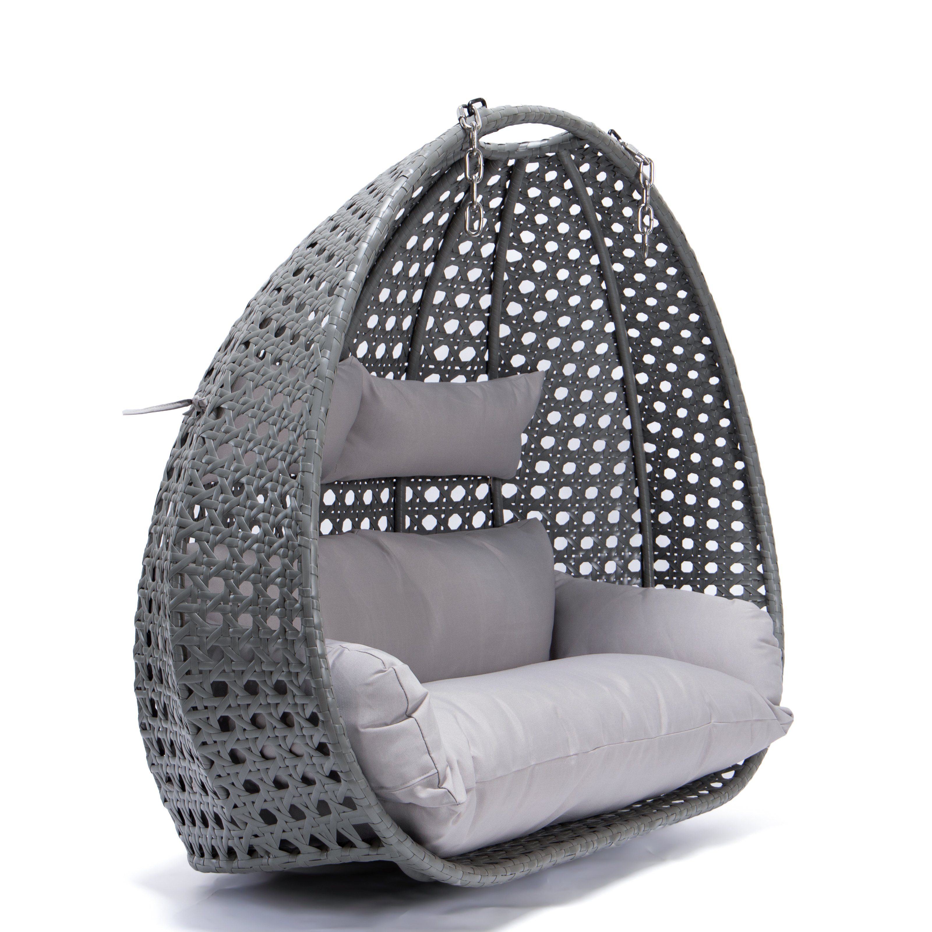 HOME DELUXE Hängesessel Polyrattan Hängesessel TWIN - Korb + Kissen (Set, 2-St., Korb und Kissen), gefederte Aufhängung