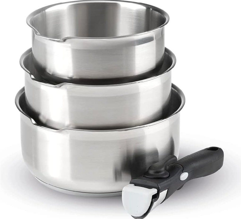 Qulinart by Brandt Topf-Set 4teiliiges Kochgeschirr, Edelstahl 18/10 (4-tlg), mit abnehmbarem Griff