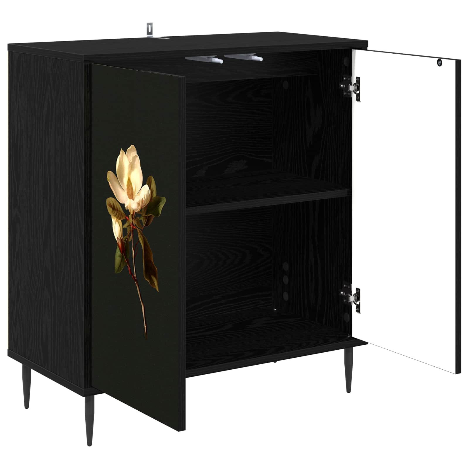 vidaXL Sideboard Sideboard BREMEN Schwarz Eichen-Optik 69 x 33 x 76 cm (1 St)