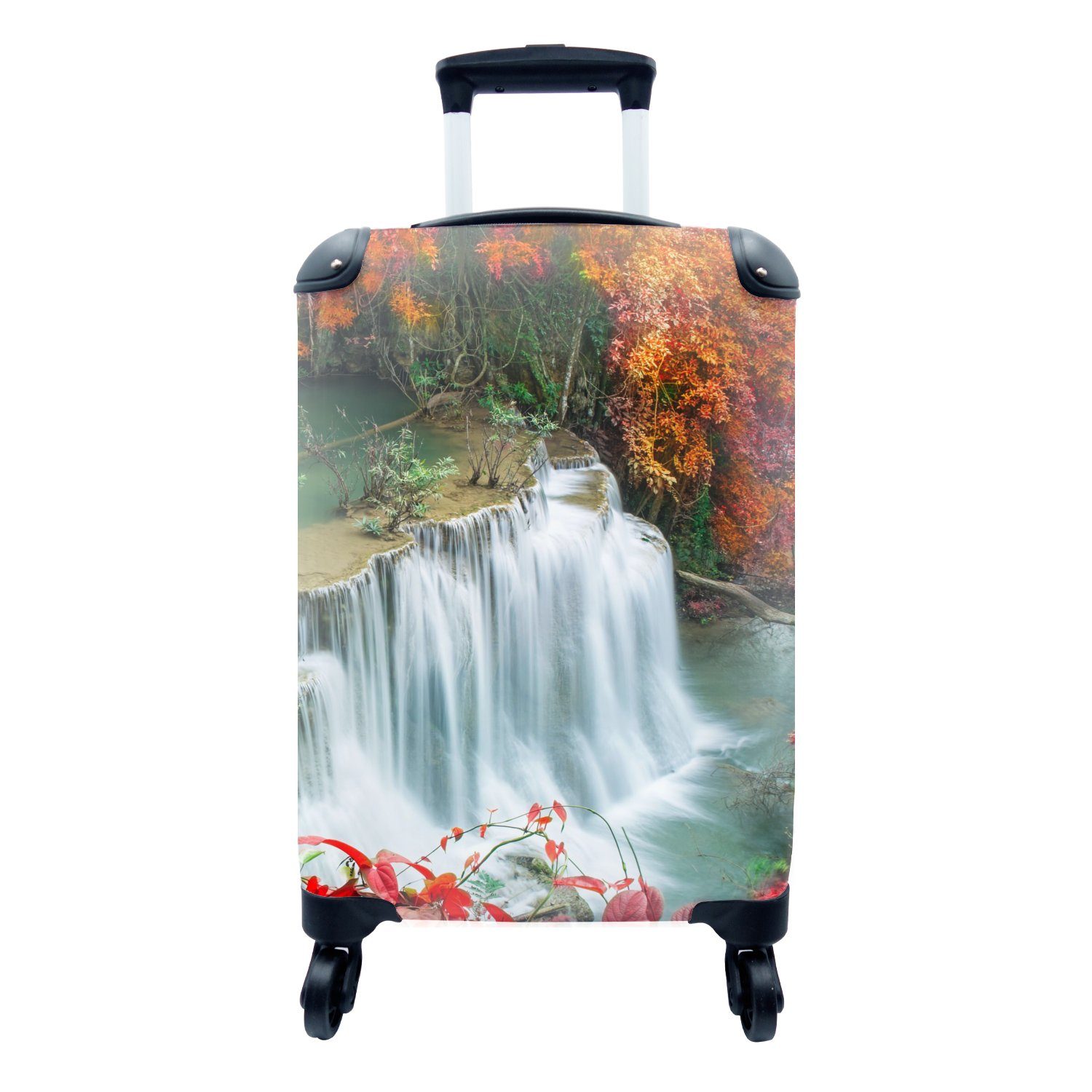 Reisekoffer MuchoWow Reisetasche für Bäume Herbst Natur, Wasserfall - Rollen, 4 Handgepäckkoffer Trolley, mit Handgepäck rollen, Ferien, - -