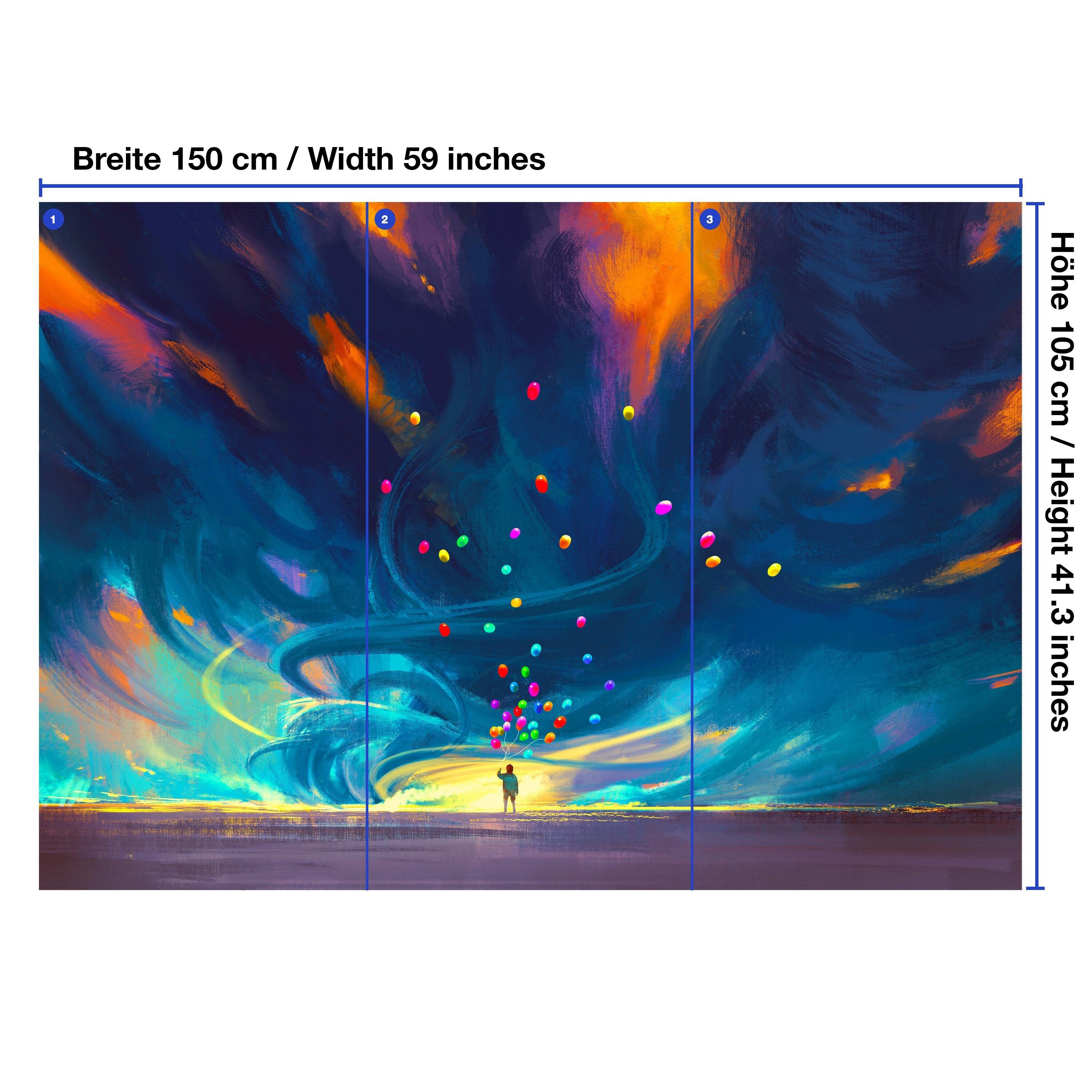 Vliestapete Wandtapete, Gemälde Luftballons, mit matt, Mensch Fototapete wandmotiv24 glatt, Motivtapete,