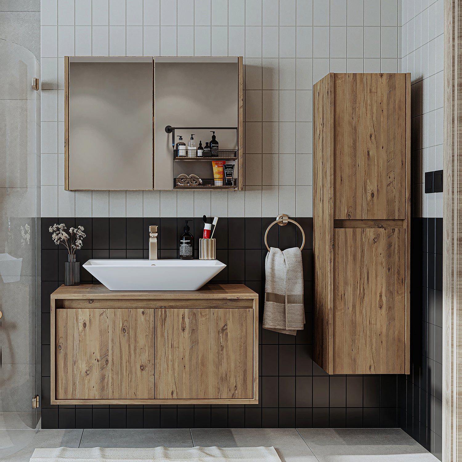 Roomart Badmöbel-Set, (Badmöbel Set ATLANTIC 85 günstig online kaufen