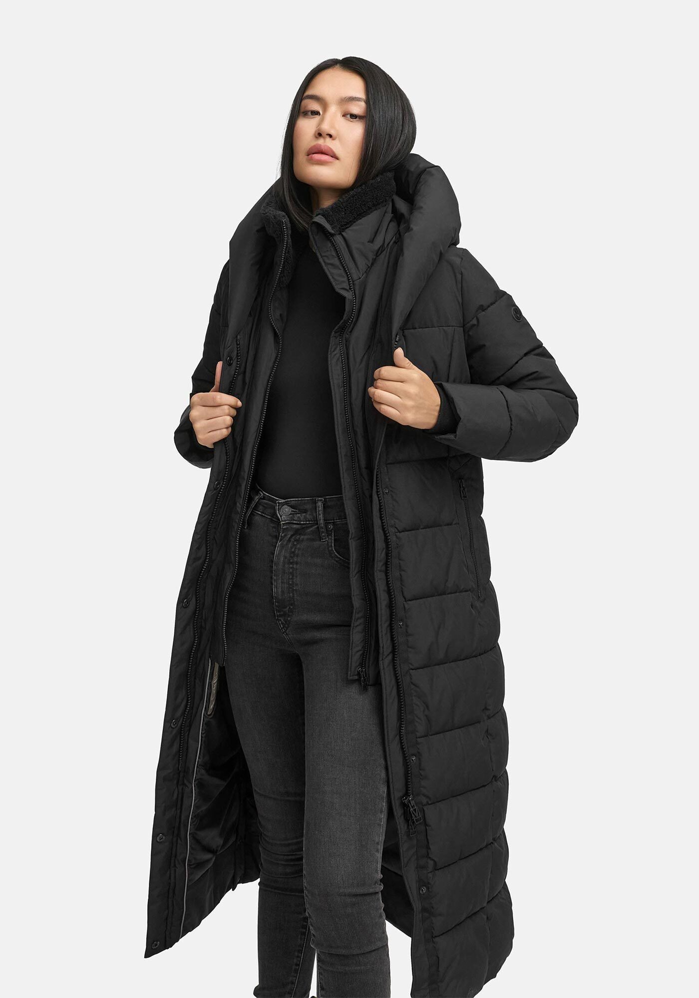 Marikoo Winterjacke Pakoraa extra langer Winter Mantel mit abnehmbaren Innenteil