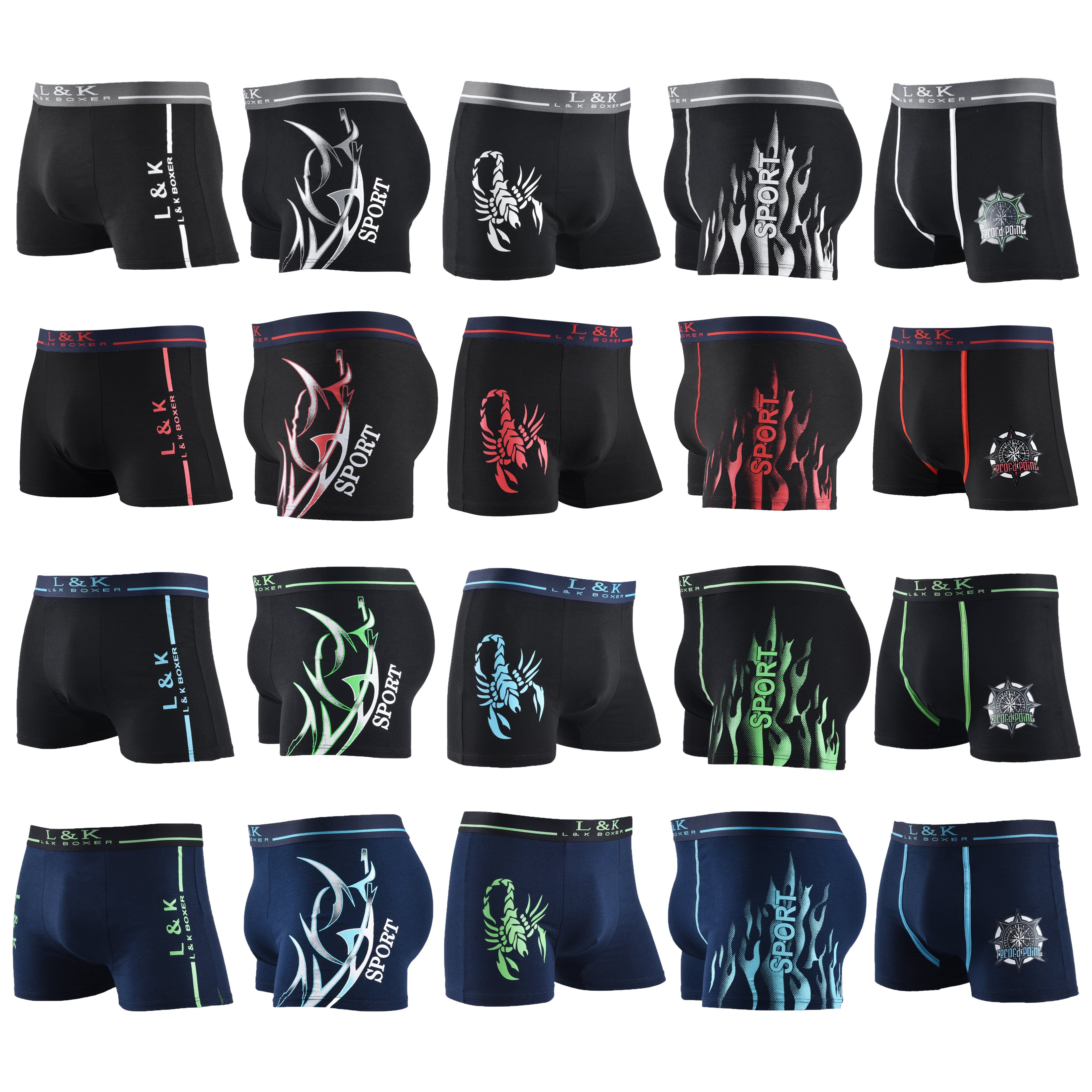 L&K Boxershorts 1102-1120 (10er-Pack) Unterhosen Herren aus Baumwolle – Bild 3 von 5