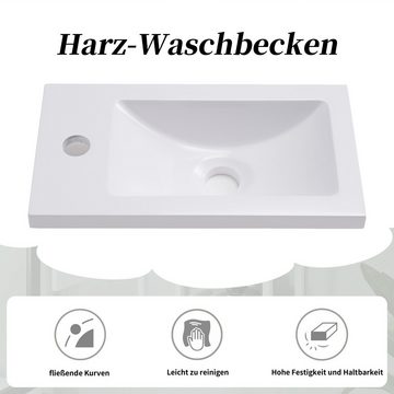 IDEASY Waschbeckenschrank 40 cm breit, Harzwaschbecken, (leicht zu reinigen, wasser- und feuchtigkeitsbeständig) nicht leicht kaputt, kleine Gästebadezimmermöbel