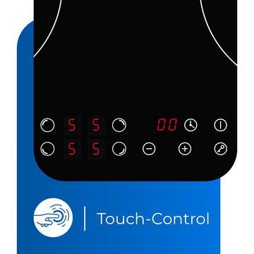 exquisit Induktions-Kochfeld EKI 2.2 R, Touch-Control, Timer, Edelstahlrahmen, 9 Leistungsstufen
