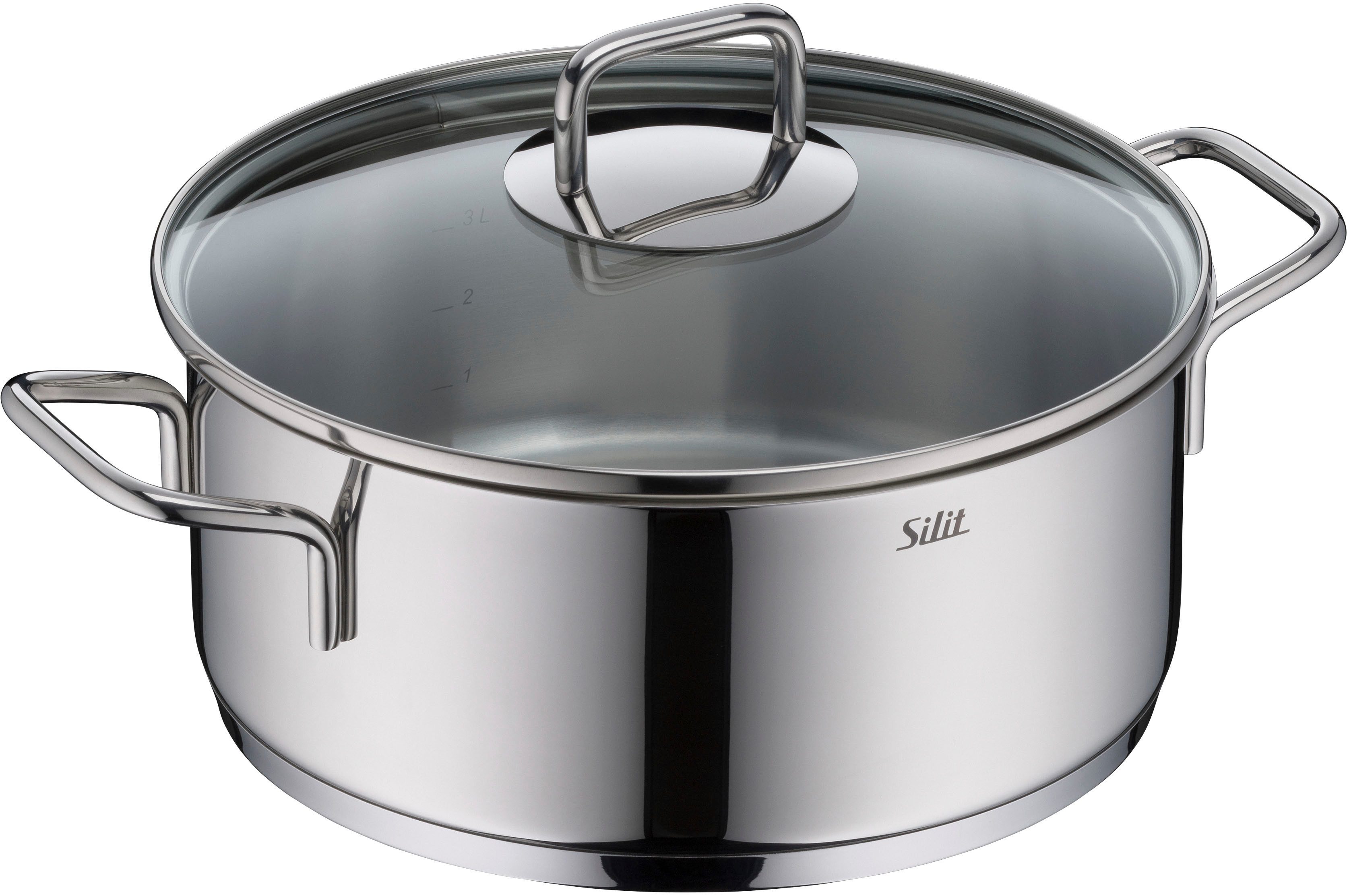 Silit Bratentopf Extra Cook, mit Glasdeckel, Edelstahl 18/10 (2-tlg), SiliTherm Universalboden, induktionsgeeignet, spülmaschinengeeignet