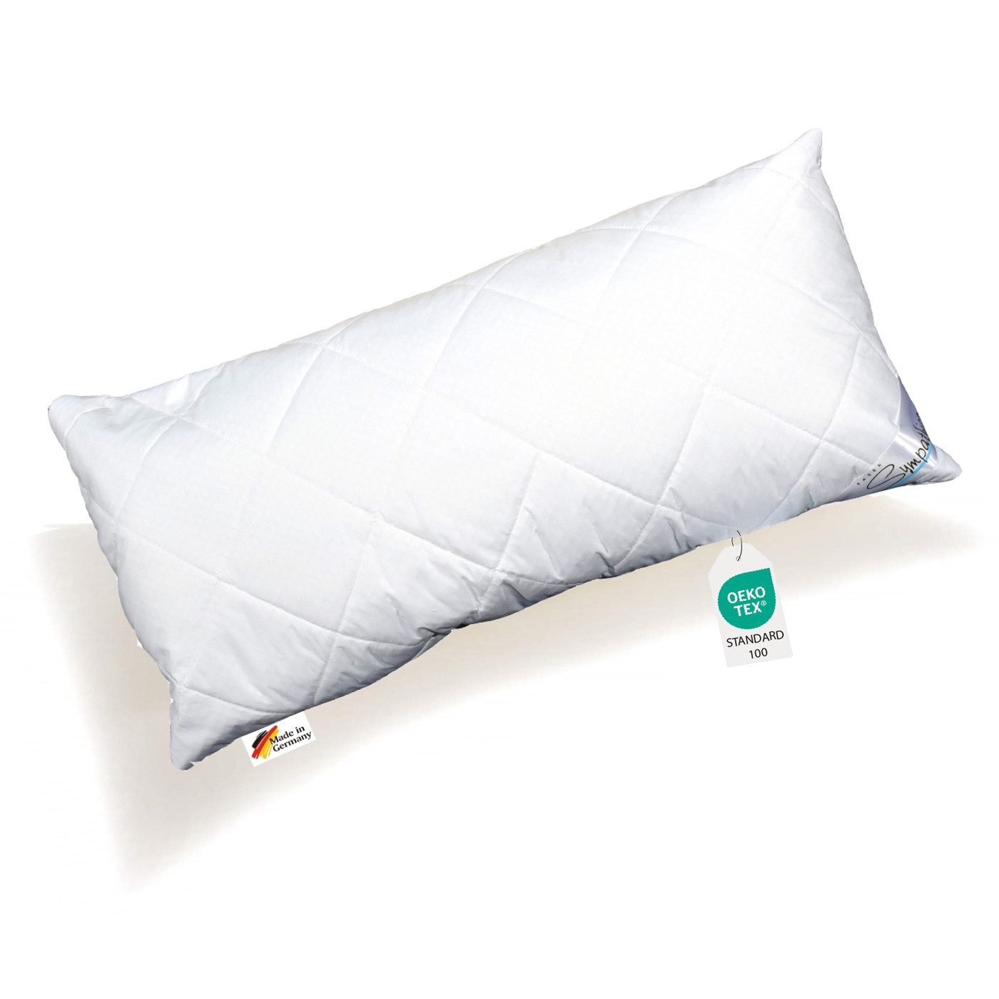 Sympathica Kunstfaserkopfkissen Klima Plus Всеrgiker Kopfkissen thermoregulierend Mikrokapseln 40x80, Füllung: Faserkugeln, Bezug: Oberseite mit Klimafunktion, Seitenschläfer, Rückenschläfer, Bauchschläfer, Hergestellt in Deutschland