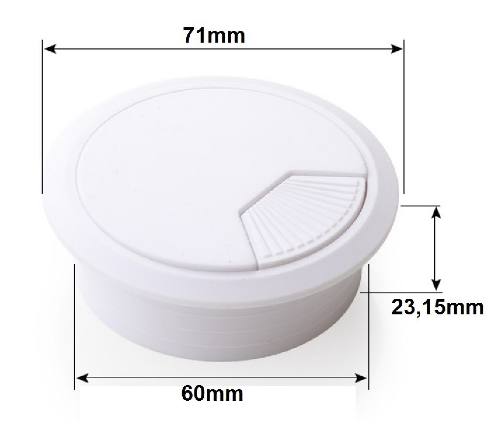 BAYLI Isolierband 2er Set Kabeldurchführung Schreibtisch 60mm - Farbe [weiß] - Kabeldurc