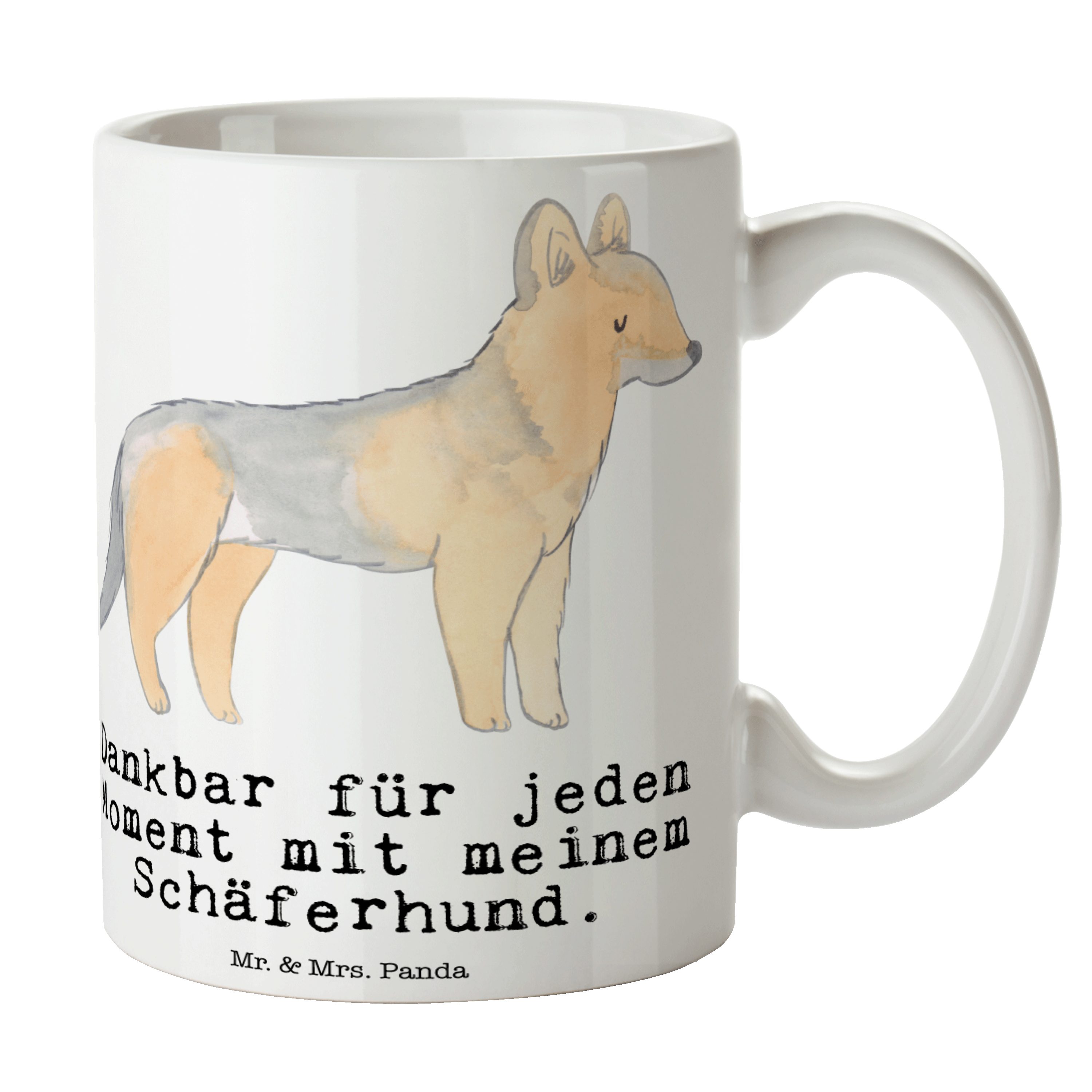 Mr. & Mrs. Panda Tasse Schäferhund Moment - Weiß - Geschenk, Hunderasse, Porzellantasse, Kaf, Keramik