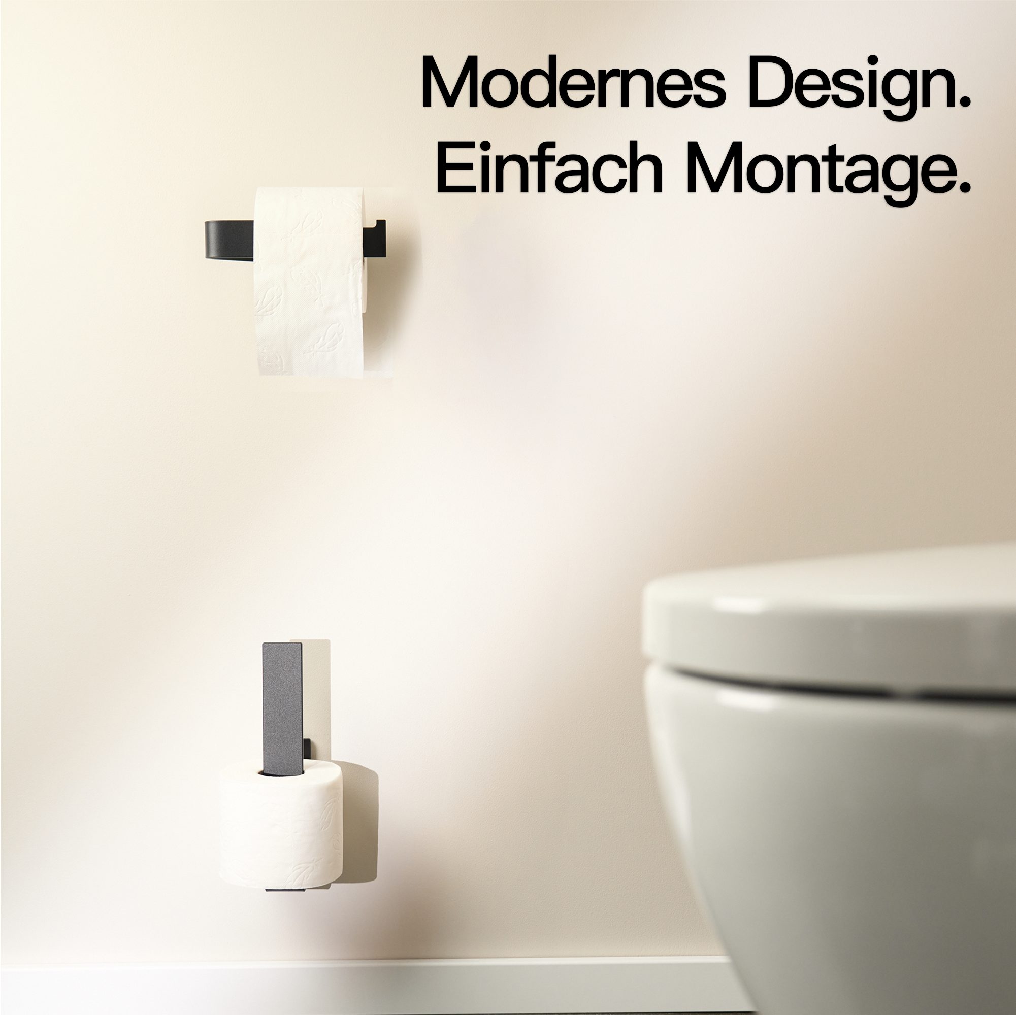 Designfabrik Hamburg Toiletten-Ersatzrollenhalter Klopapierersatzrollenhalter für 2 Rollen selbstklebend, aus einem Stück – Bild 3 von 5