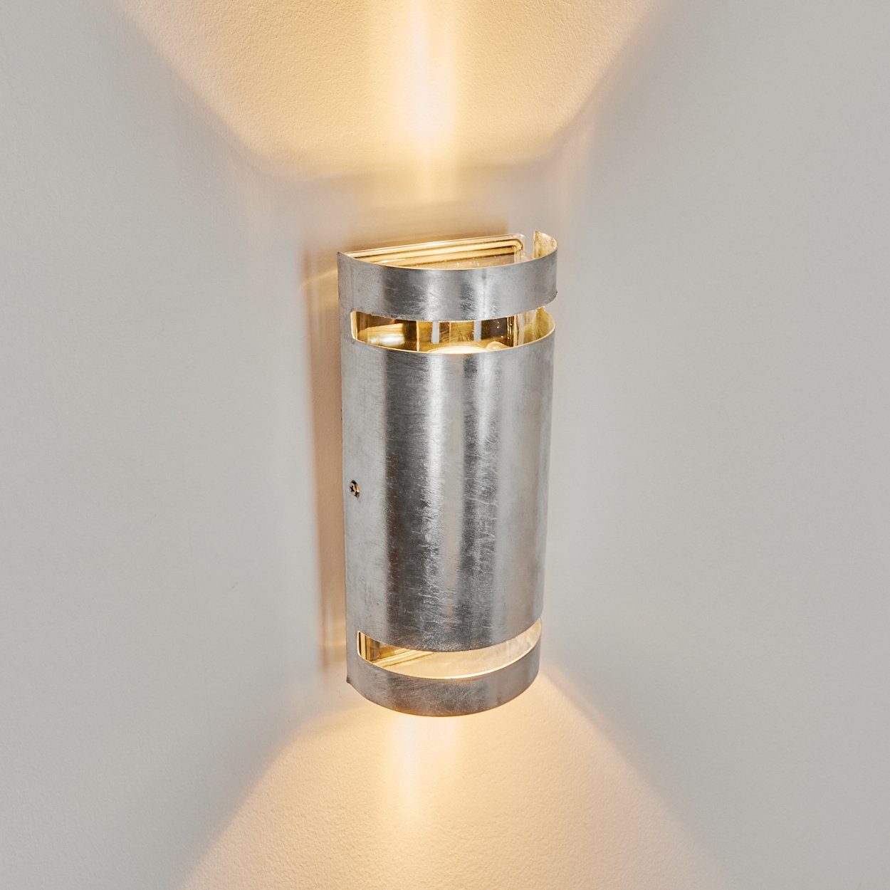 Außen-Wandleuchte Zinkfarben/Klar, Außenlampe Up&Down aus 2 Leuchtmittel, für x Wandlampe Metall/Glas moderne IP54, tollem GU10 hofstein in ohne außen Lichteffekt, mit