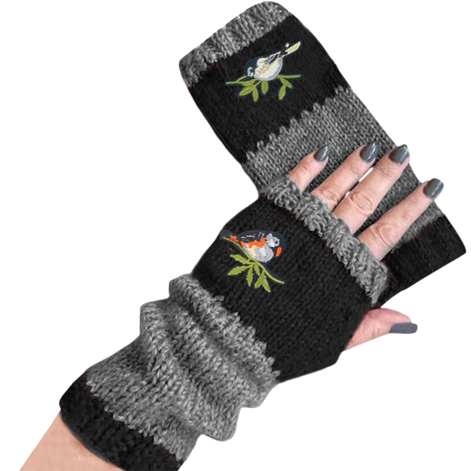 Blusmart Strickhandschuhe Strickhandschuhe, Damen-Halbfingerhandschuhe, E Fleecehandschuhe Handschuhe, Fingerlose Einheitsgröße