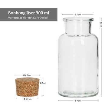 MamboCat Vorratsglas 6er Set Bonbongläser 300ml + Korken, Glas