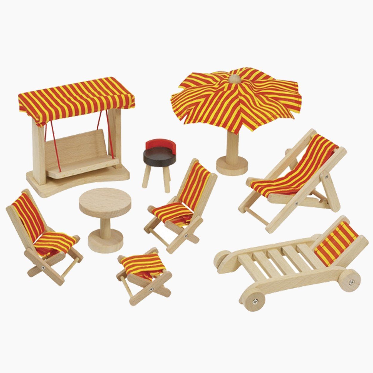 goki Puppenhaus Puppengartenmöbel, (bestehend aus 9 Teilen, 9-tlg., spar set), jede Puppenstube perfekt einrichtet
