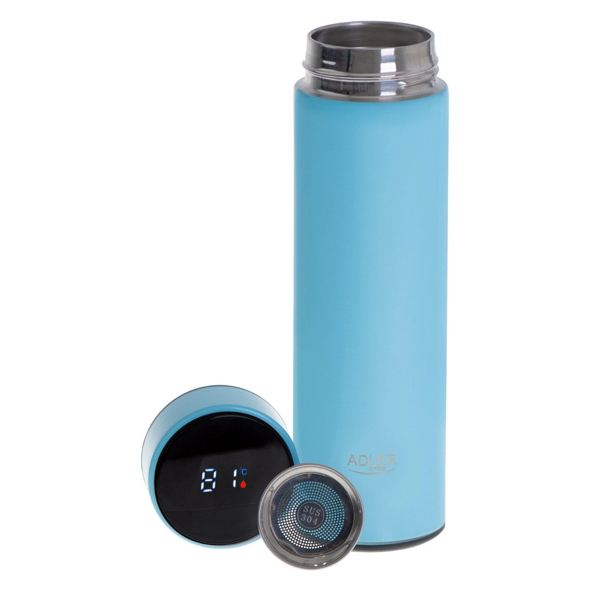 Adler Thermoflasche AD 4506, mit Temperaturanzeige & LED Touch-Display, 473 ml