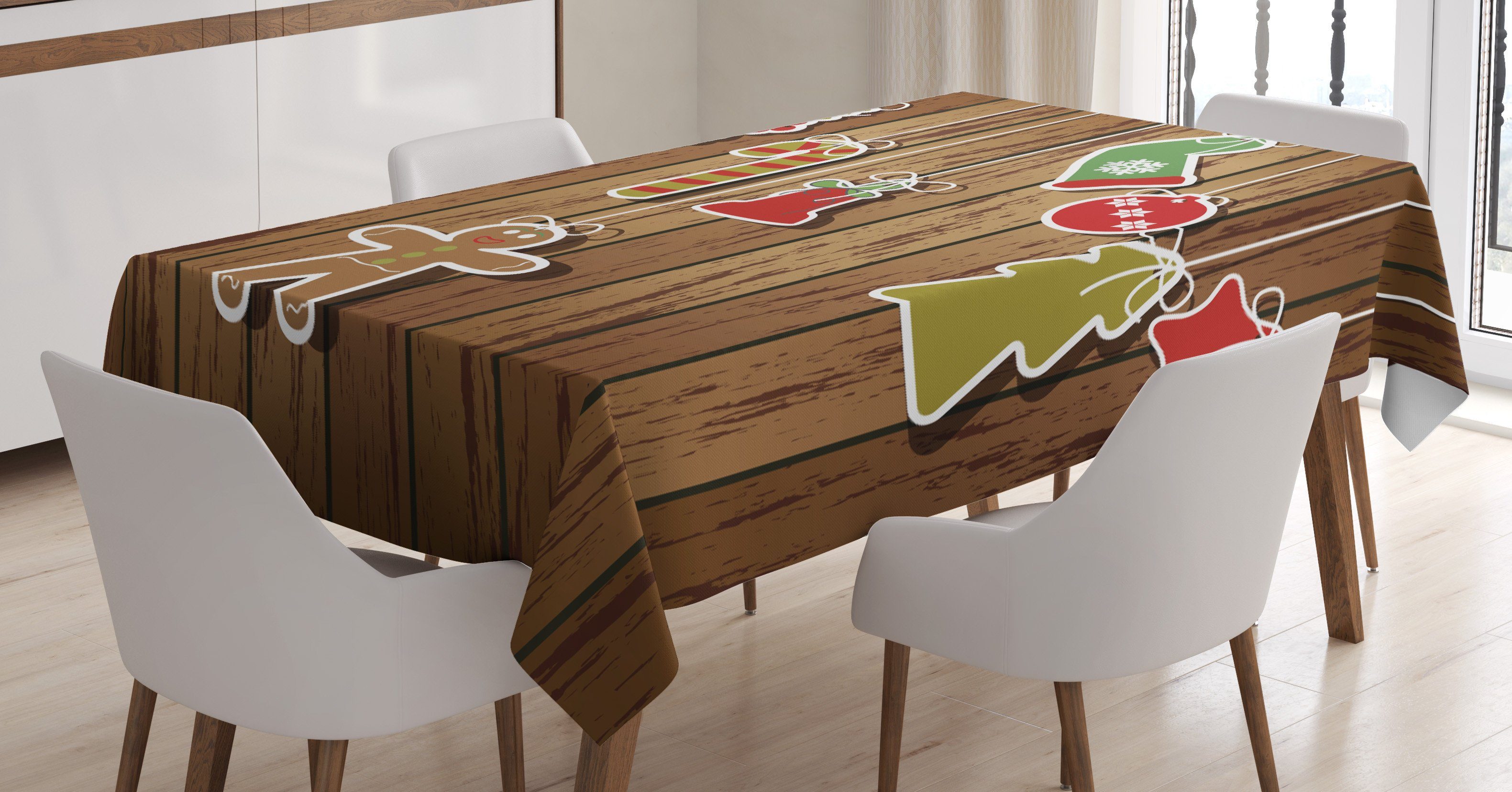 Holz-Muster Farbfest Tischdecke Für geeignet Bereich Klare Waschbar den Weihnachten Außen Abakuhaus Farben,