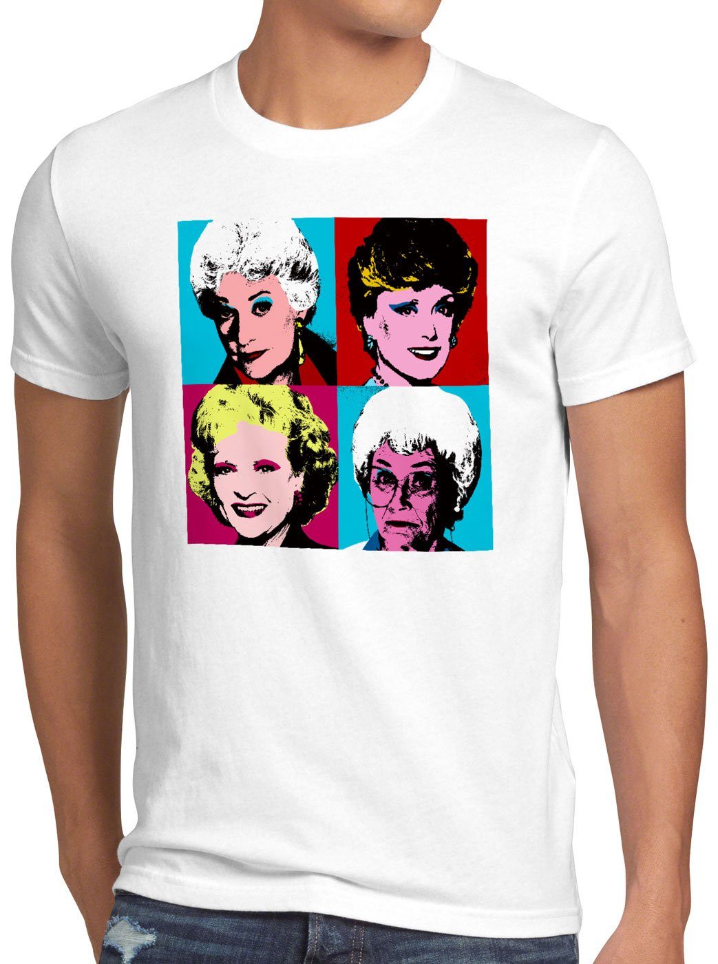 style3 Print-Shirt Herren T-Shirt Color Girls golden florida sitcom warhol weiß