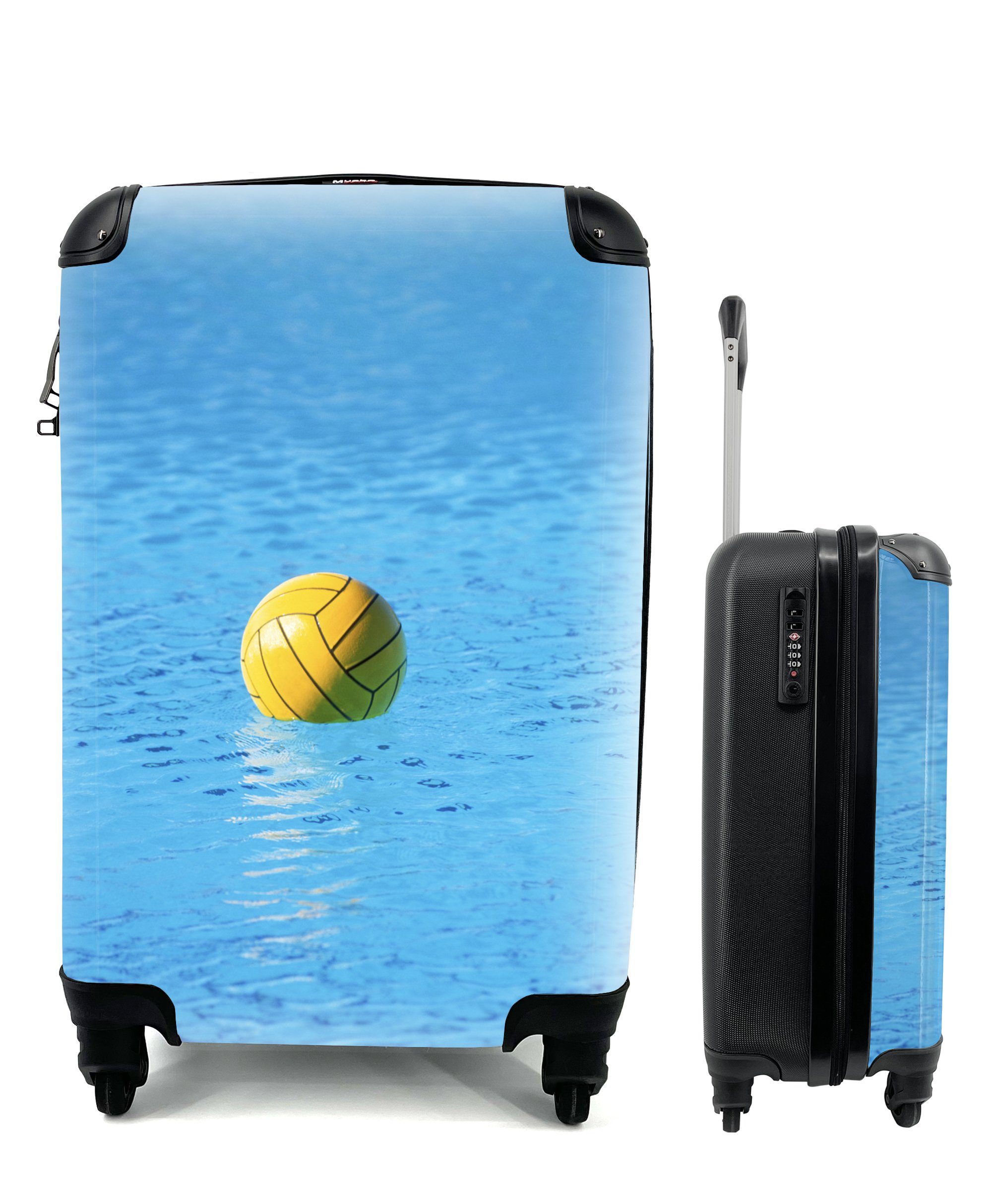 MuchoWow Handgepäckkoffer Wasserball im Wasser, 4 Rollen, Reisetasche mit rollen, Handgepäck für Ferien, Trolley, Reisekoffer