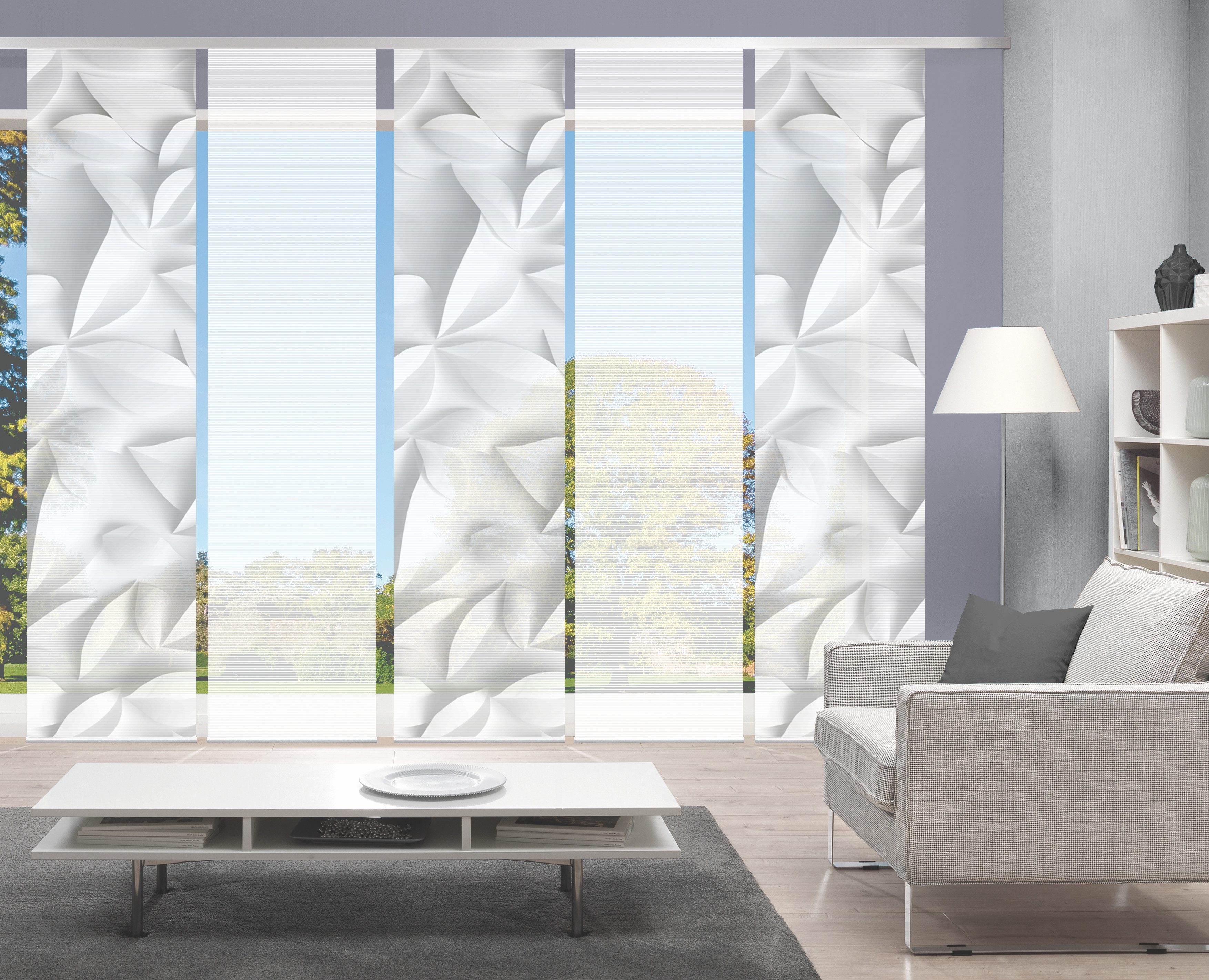 Vision Schiebegardine FLYNN (5 St), Paneelwagen, halbtransparent, SET,SCHIEBEVORHANG,BAMBUS,DIGITALDRUCK