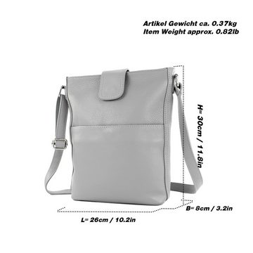 modamoda de Schultertasche T224, Echtleder Handmade in Italy