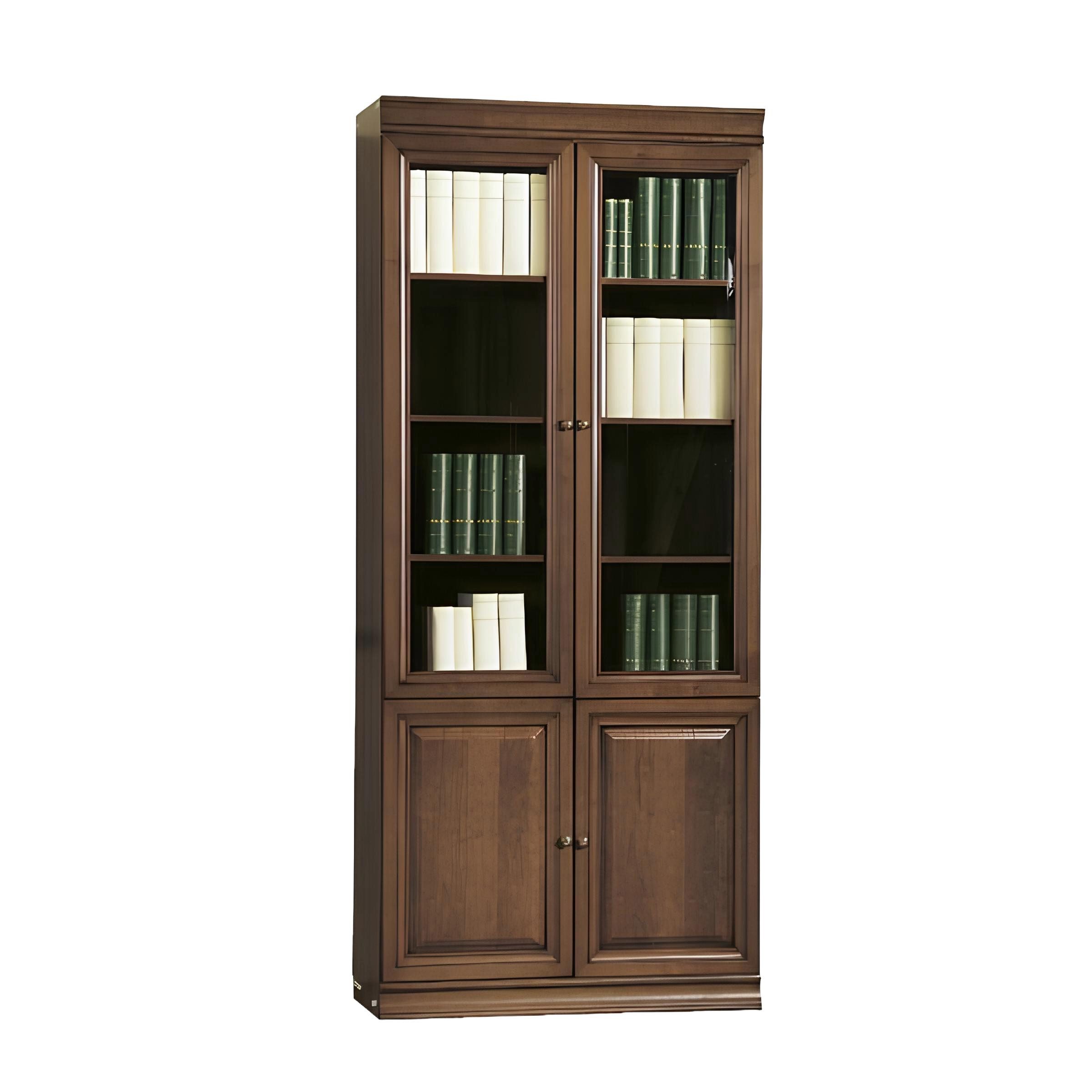 Xlmoebel Bücherregal Vitrinenschrank aus Holz mit vielseitigem Stauraum für Bücher und Deko, 1-tlg., Hergestellt in Europa