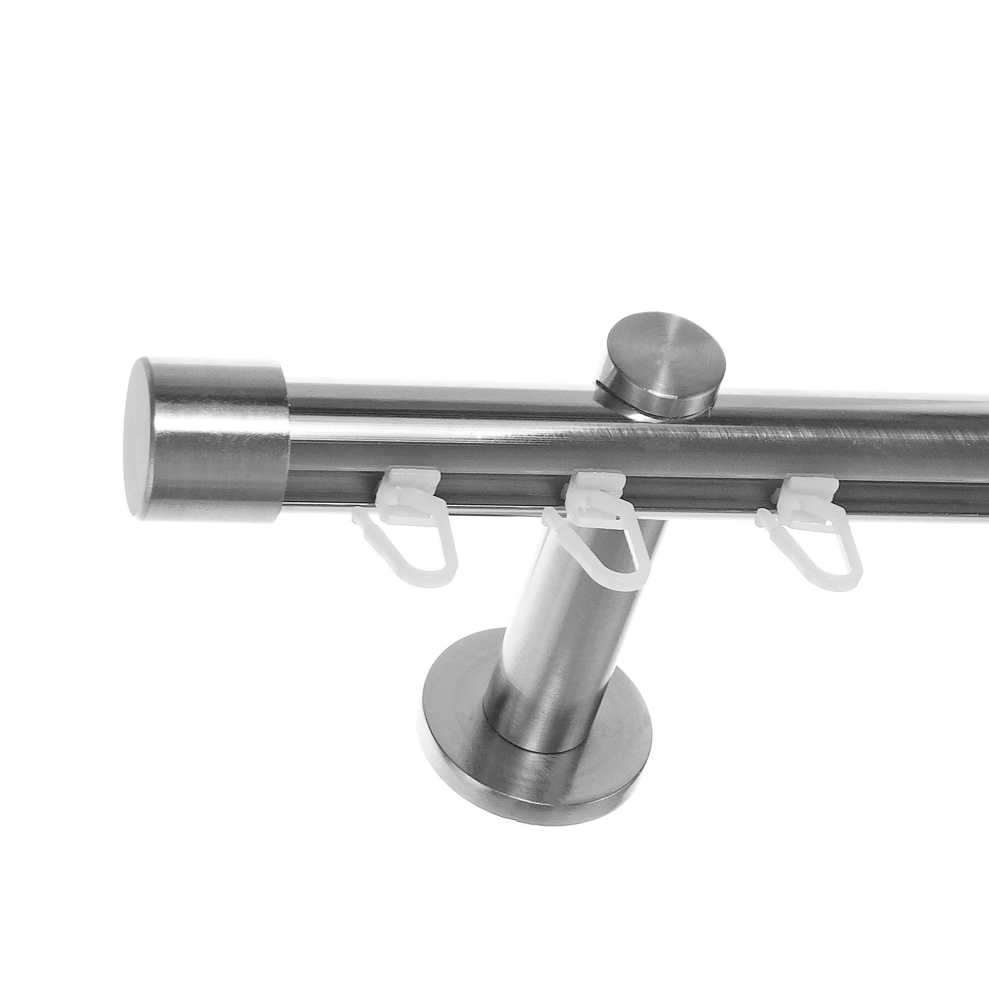 BASIT Gardinenstange Innenlauf Edelstahloptik 20mm mit Wandträgern 120 cm E günstig online kaufen