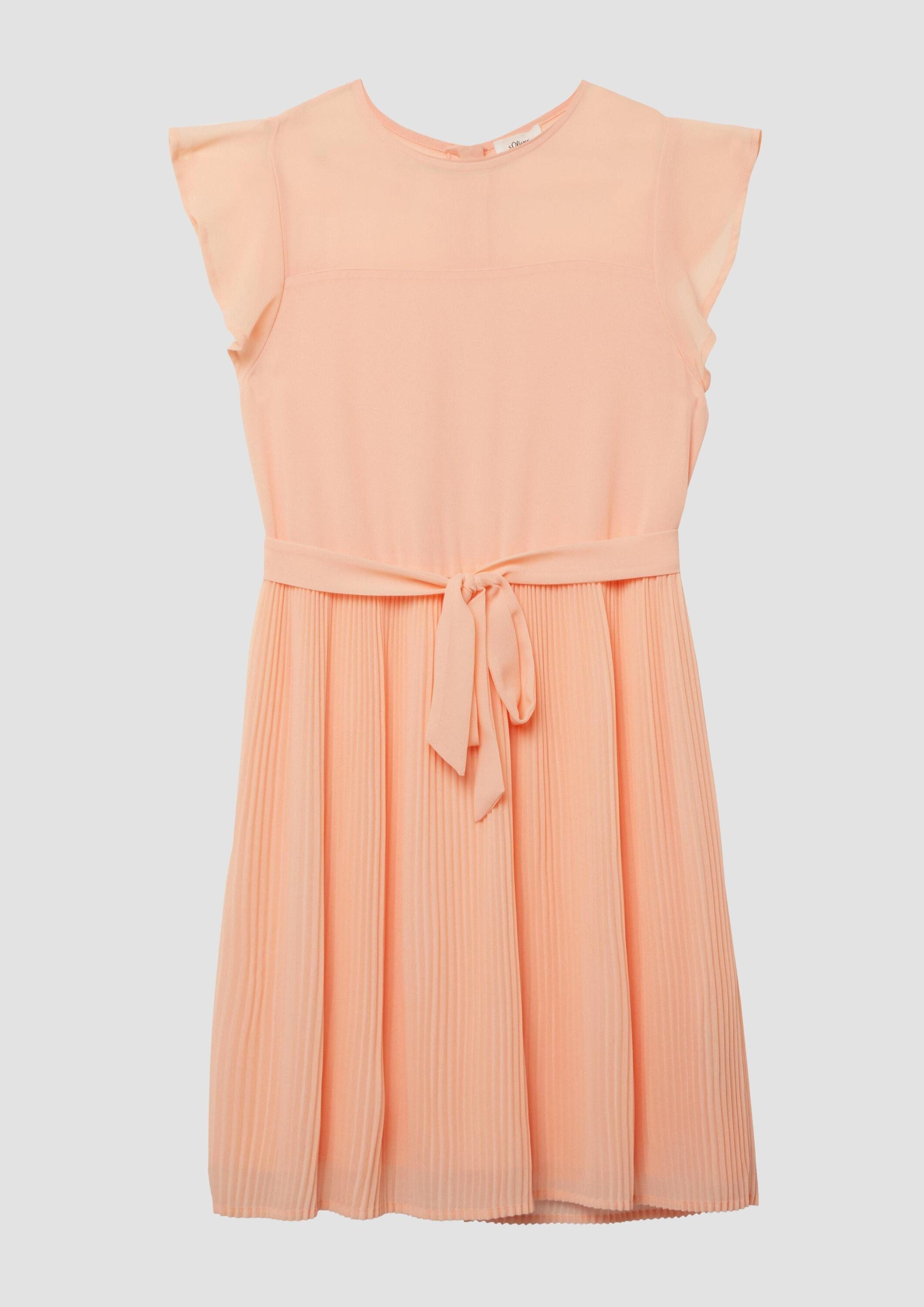 s.Oliver Minikleid Kleid Kurzes Chiffonkleid mit Volantärmeln und Bindegürtel