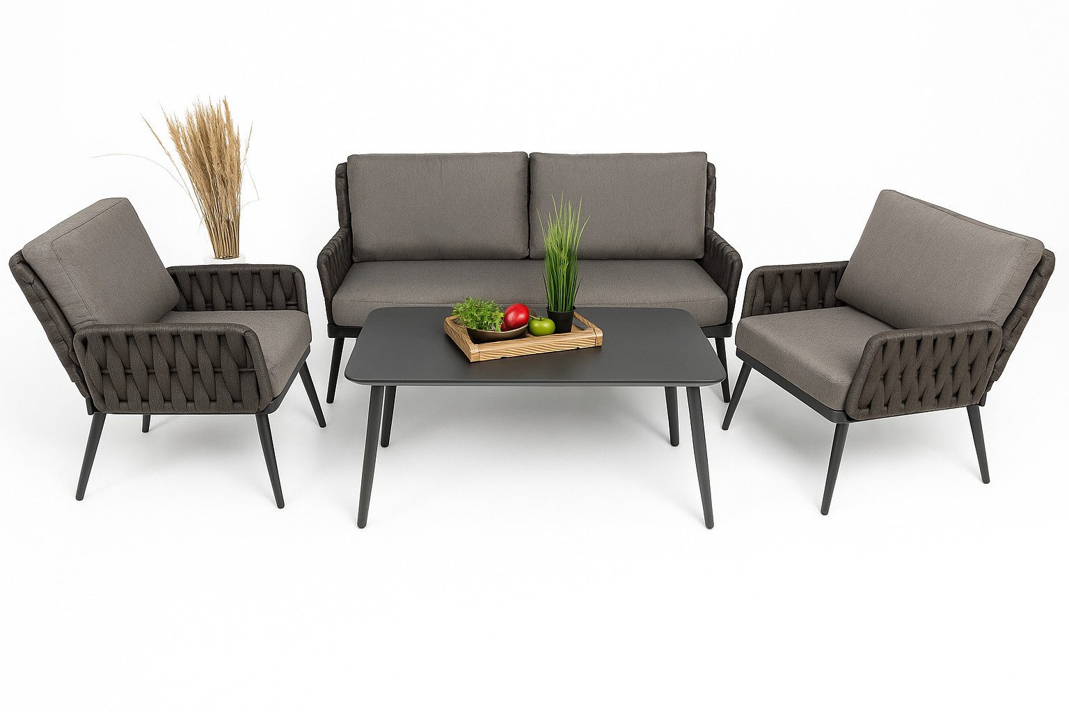 Greemotion Sitzgruppe [Madeira] Gartenmöbel-Set Aluminium, (4-tlg), inkl. Kissen