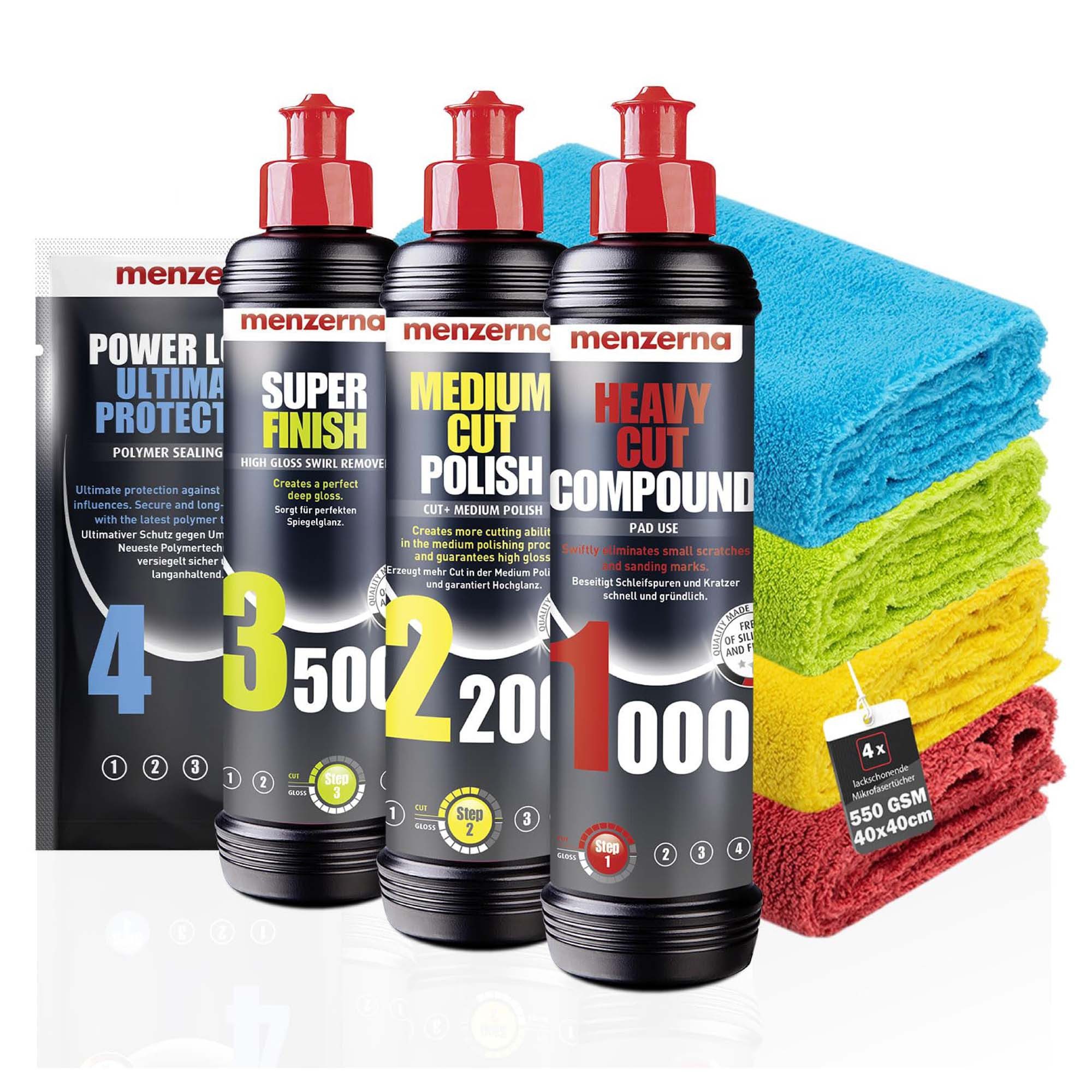 detailmate Menzerna Autopolitur Set - Ceramic Spray - Mikrofasertücher - Politur Autopolitur (Set, Autopolitur Set), Politur + Mikrofasertücher + Ceramic Spray