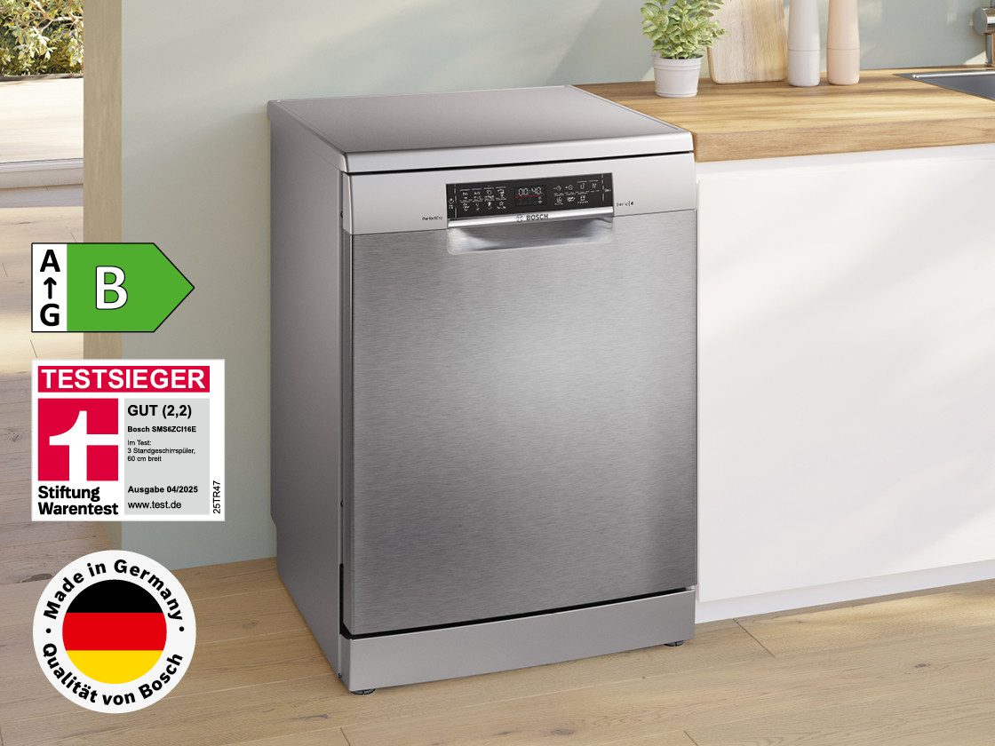 BOSCH Standgeschirrspüler Serie 6 SMS6ZCI16E, 14 Maßgedecke, Made in Germany, flexible Körbe & 3-fach Rack Matic