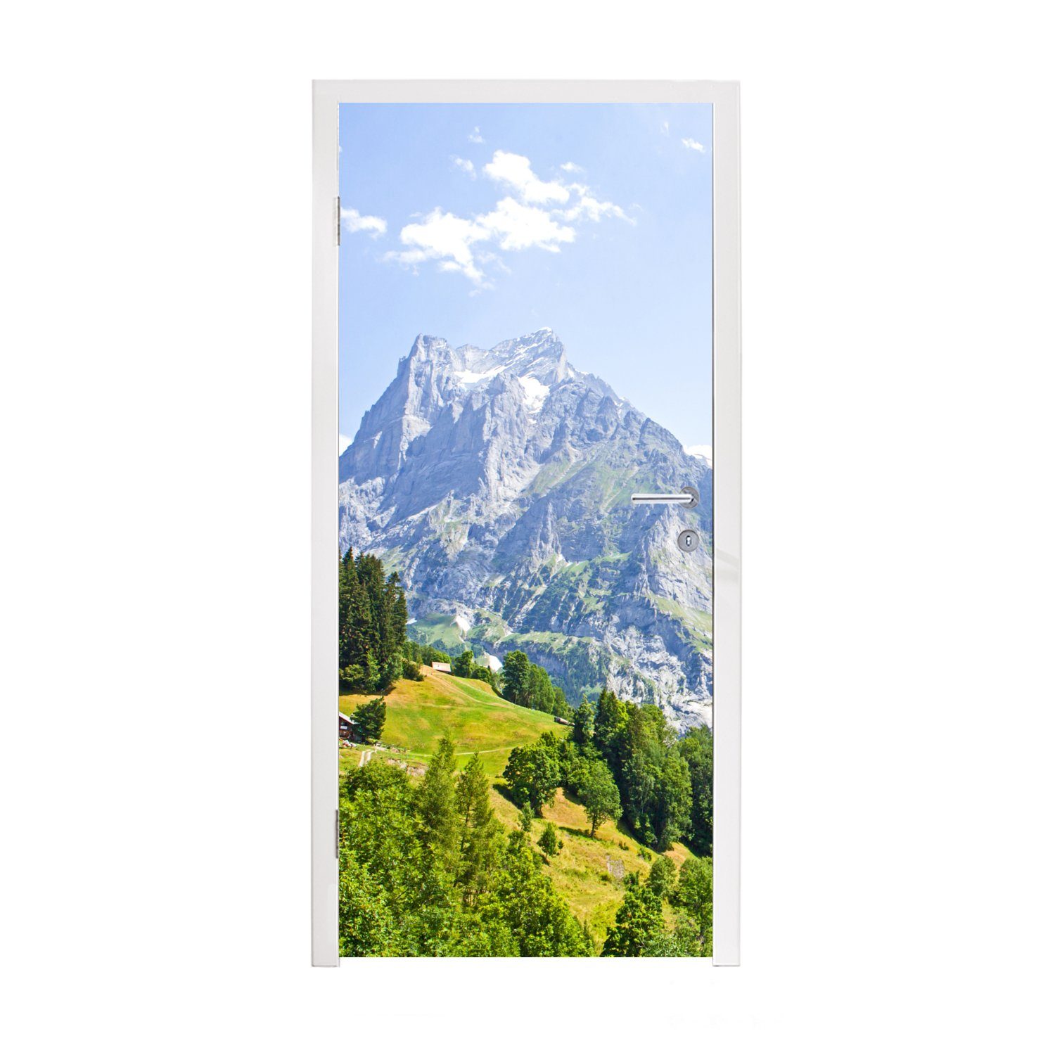 St), (1 Tür, bei Eiger Fototapete Matt, MuchoWow in für der der Türaufkleber, bedruckt, Türtapete Junfrau 75x205 Panorama cm Schweiz,