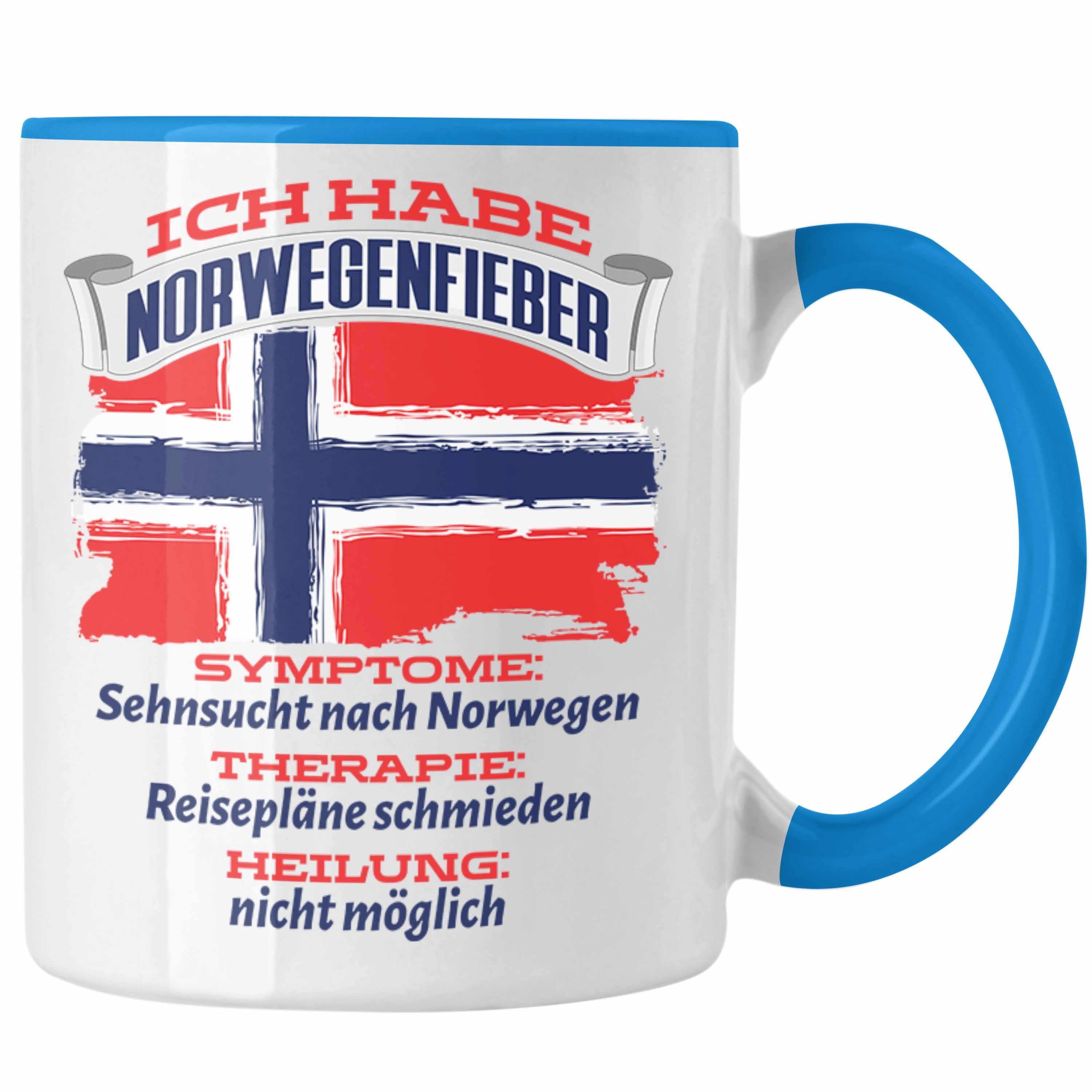 Trendation Tasse Norwegen Tasse Geschenk Grafik Norwegenfieber Geschenkidee Spruch Lust Blau