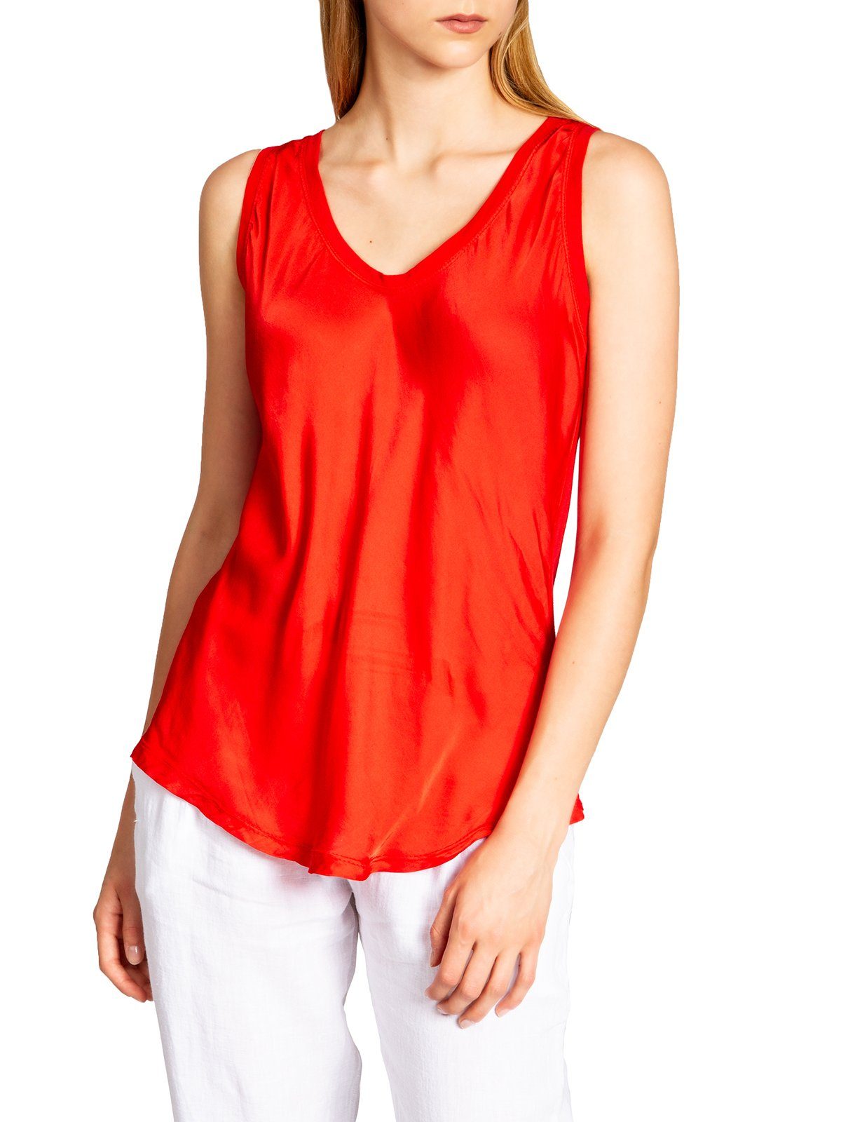 Caspar Shirtbluse SRT026 lässiges Damen Träger rot Shirt Satin Sommer