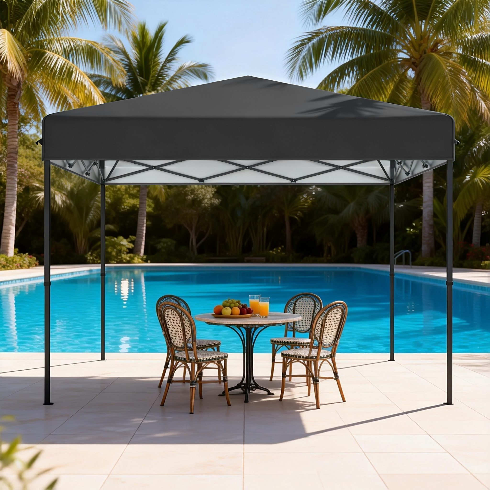 FIVMEN Partyzelt Pop Up Faltbar 3x3m für Garten Winterfest Faltpavillon Stahlrahmen, UV Schutz Camping Party, Hochzeit Höhe Verstellbar 240-260cm