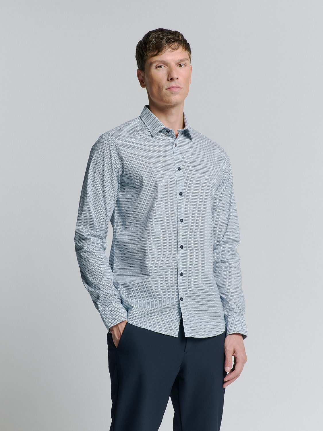 Langarmhemd No Excess Stretchhemd mit Print Shirt Stretch Allover Printed