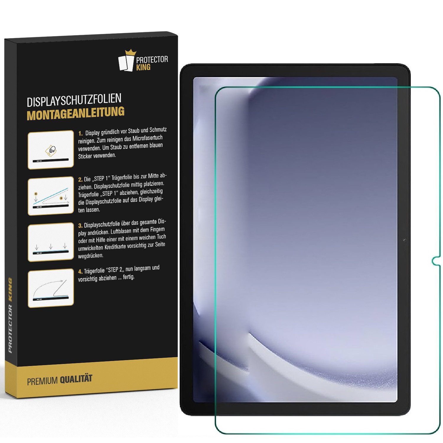 Protectorking Displayschutzfolie 1x 9H Panzerglas für Samsung Galaxy Tab A9 Plus 3D KLAR Nano-Glass, 1-Stück, ANTI-BRUCH-ANTI-STOß – Bild 2 von 4