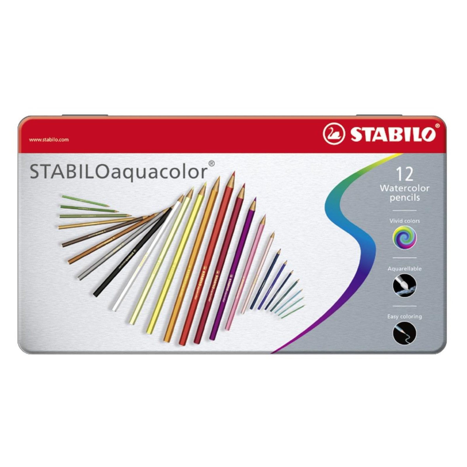 STABILO Aquarellstifte STABILO aquacolor Aquarell-Farbstift - 12er Metalletui