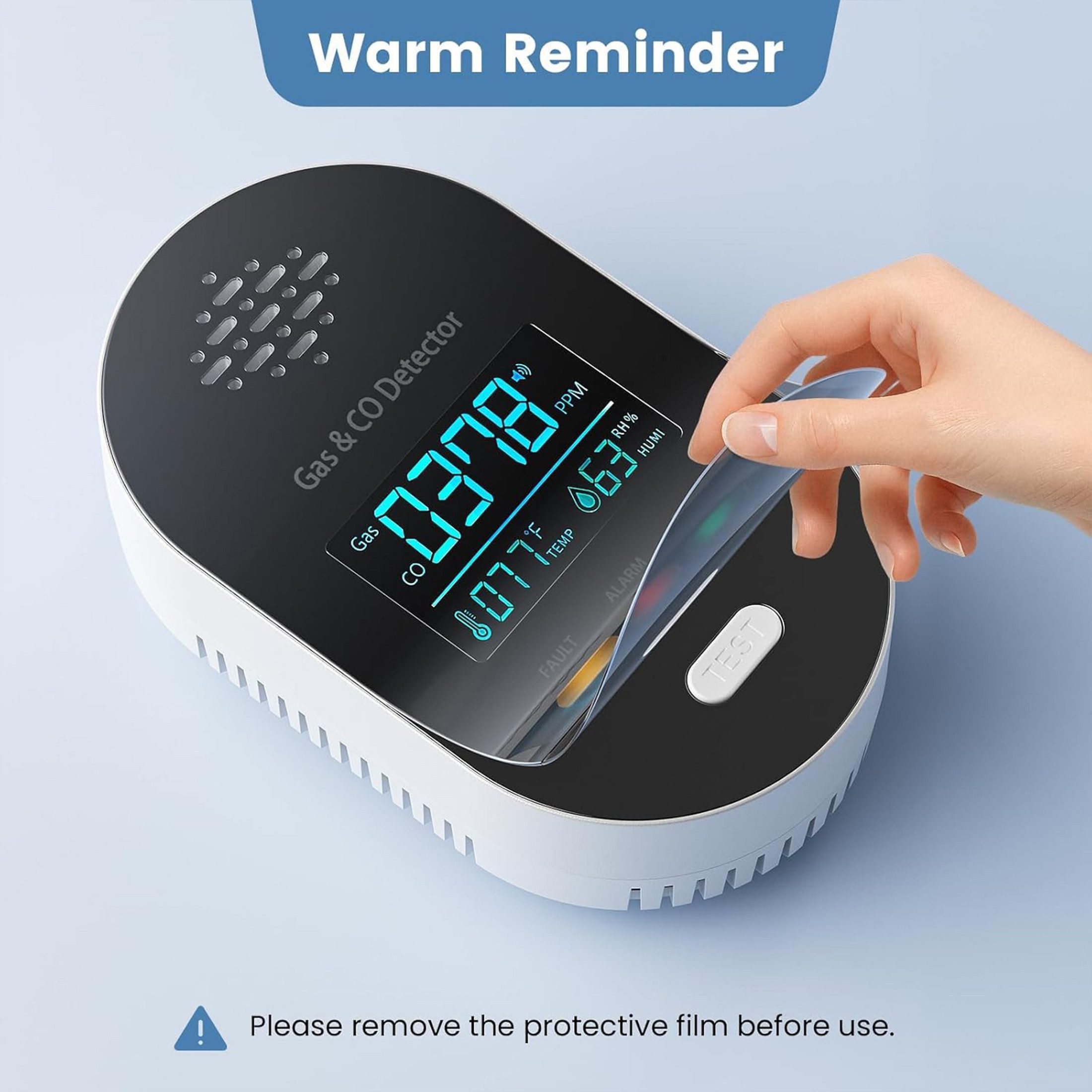 ibettertec 4-in-1 Gas- & CO-Melder mit Stecker CO-Melder (Kohlenmonoxid- und Brenngaswarnmelder,für Zuhause, Erdgas)