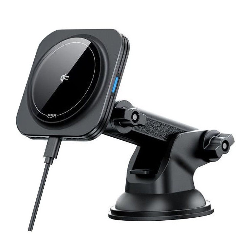 ESR Autohalterung Magnetladegerät Smartphonehalterung Induktions-Ladegerät (Spar-Set, 1-tlg., 100 cm Kabel magnetisch, MagSafe-kompatibel, Qi2, 15 W, Saugnapf, 360° drehbar)