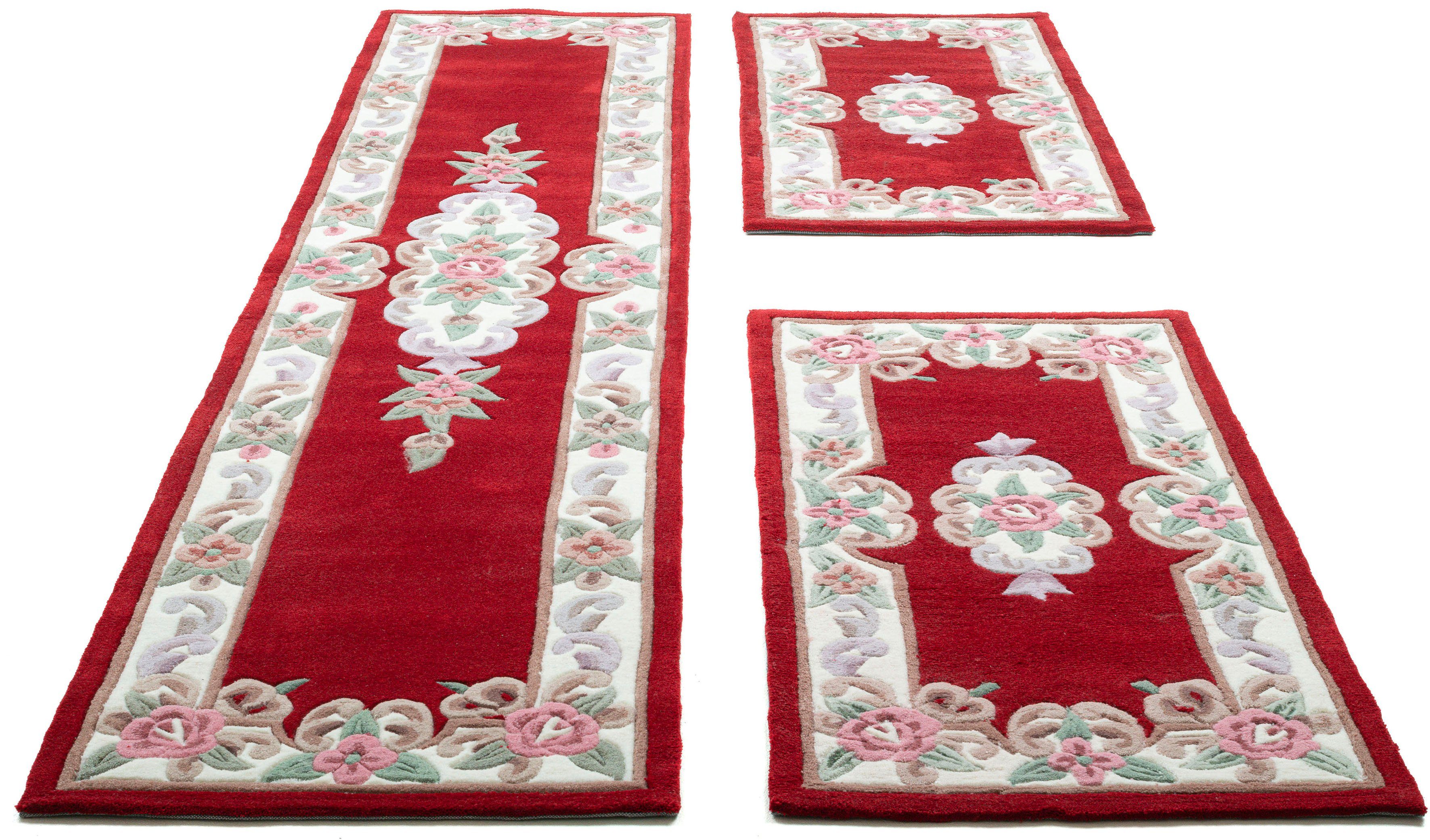 THEKO Bettumrandung Ming, Höhe 14 mm, (3-tlg), Bettvorleger, Läufer-Set, Pastell-Farben, florales Design