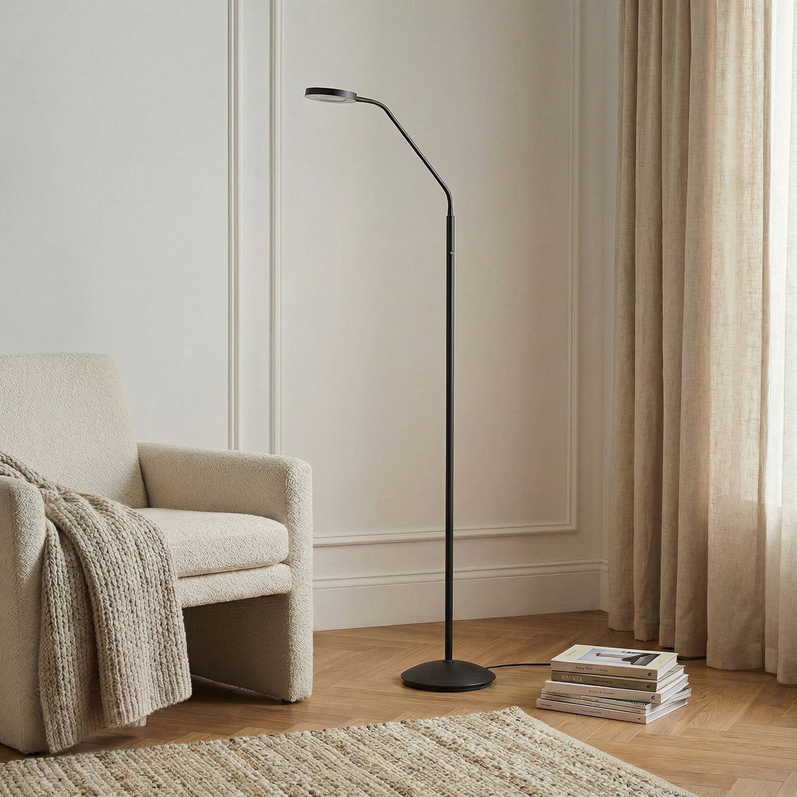 Lindby Stehlampe Elvyn, LED, Metall, Schwarz warmweiß IP20, LED 4 W gesamt, warmweiß