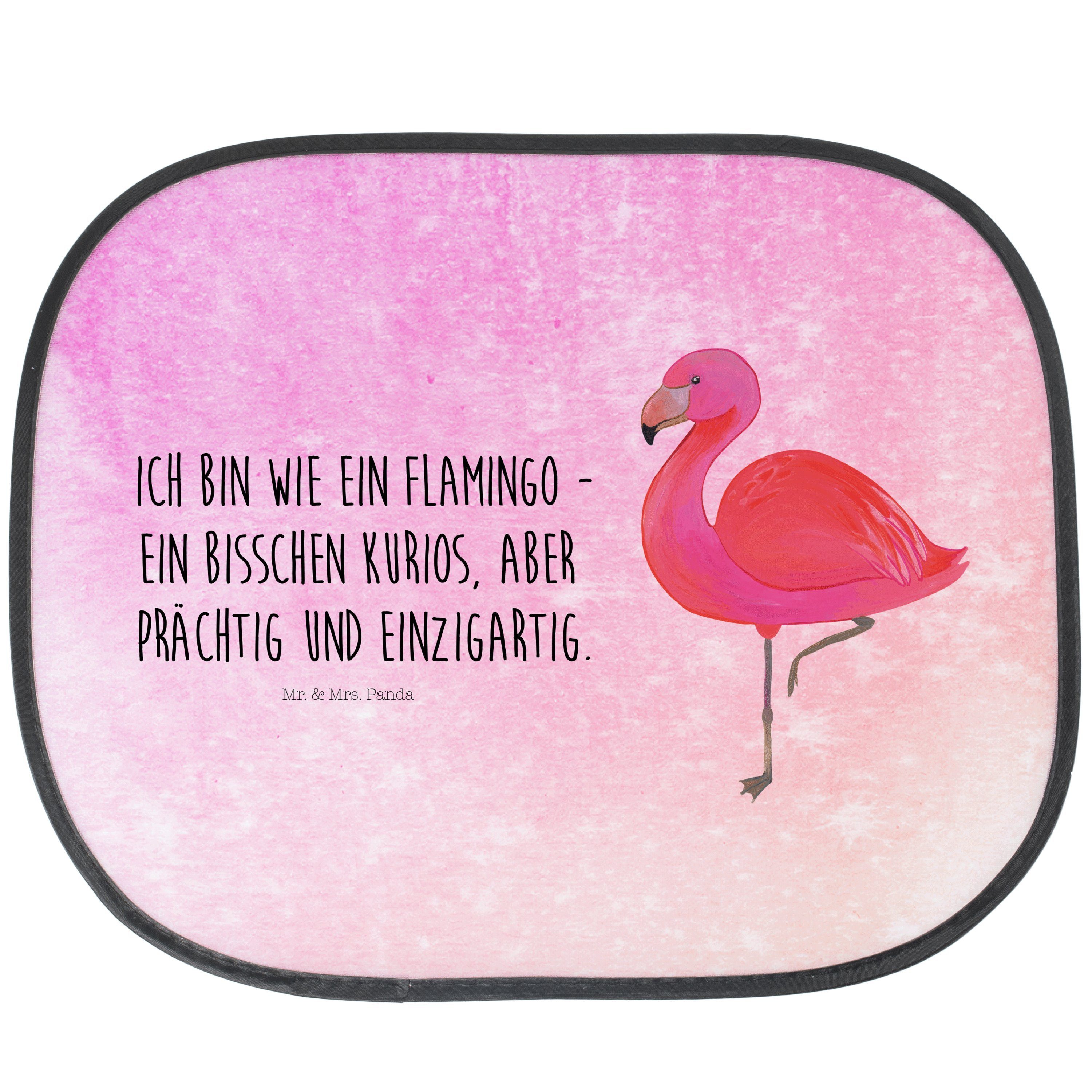 Sonnenschutz Flamingo classic - Aquarell Pink - Geschenk, für mich, stolz, Auto So, Mr. & Mrs. Panda, Seidenmatt