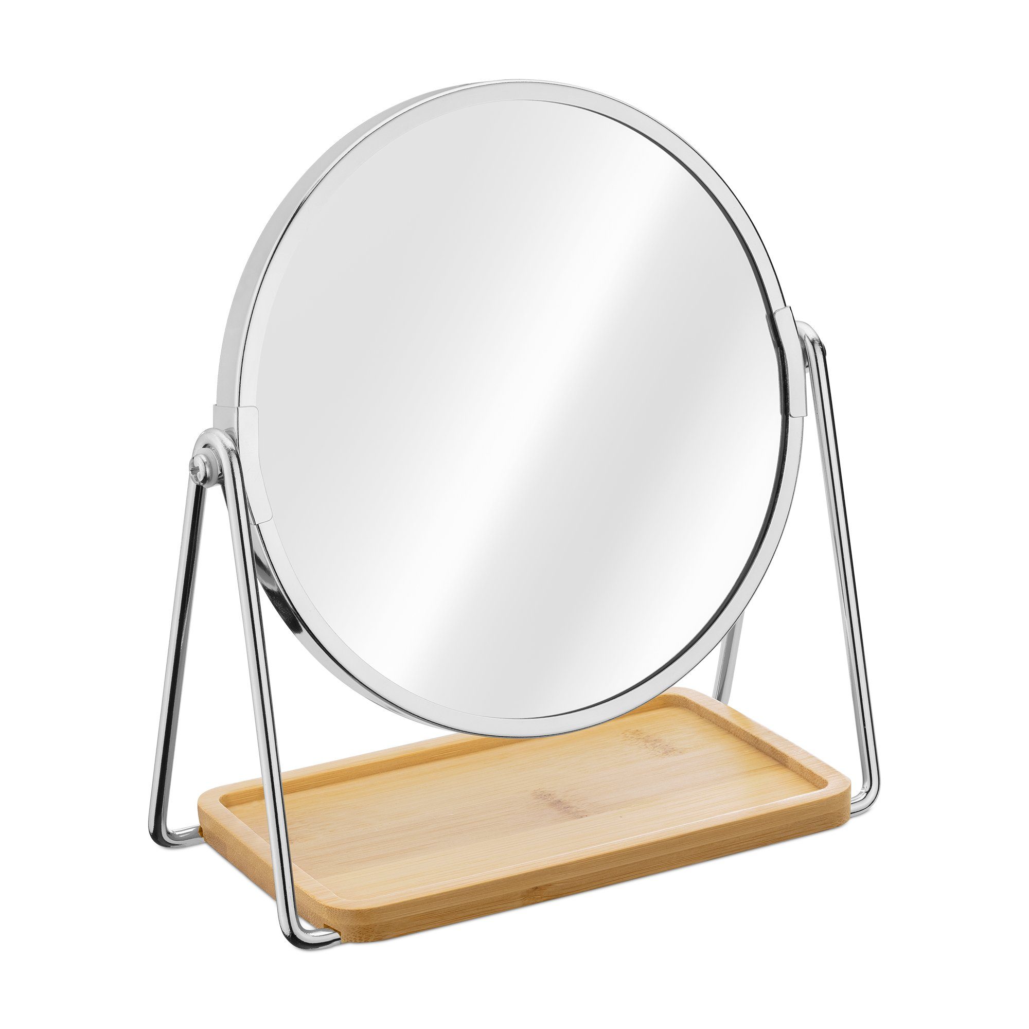 Navaris Kosmetikspiegel Kosmetikspiegel Schminkspiegel - doppelseitiger Spiegel 360° Silber