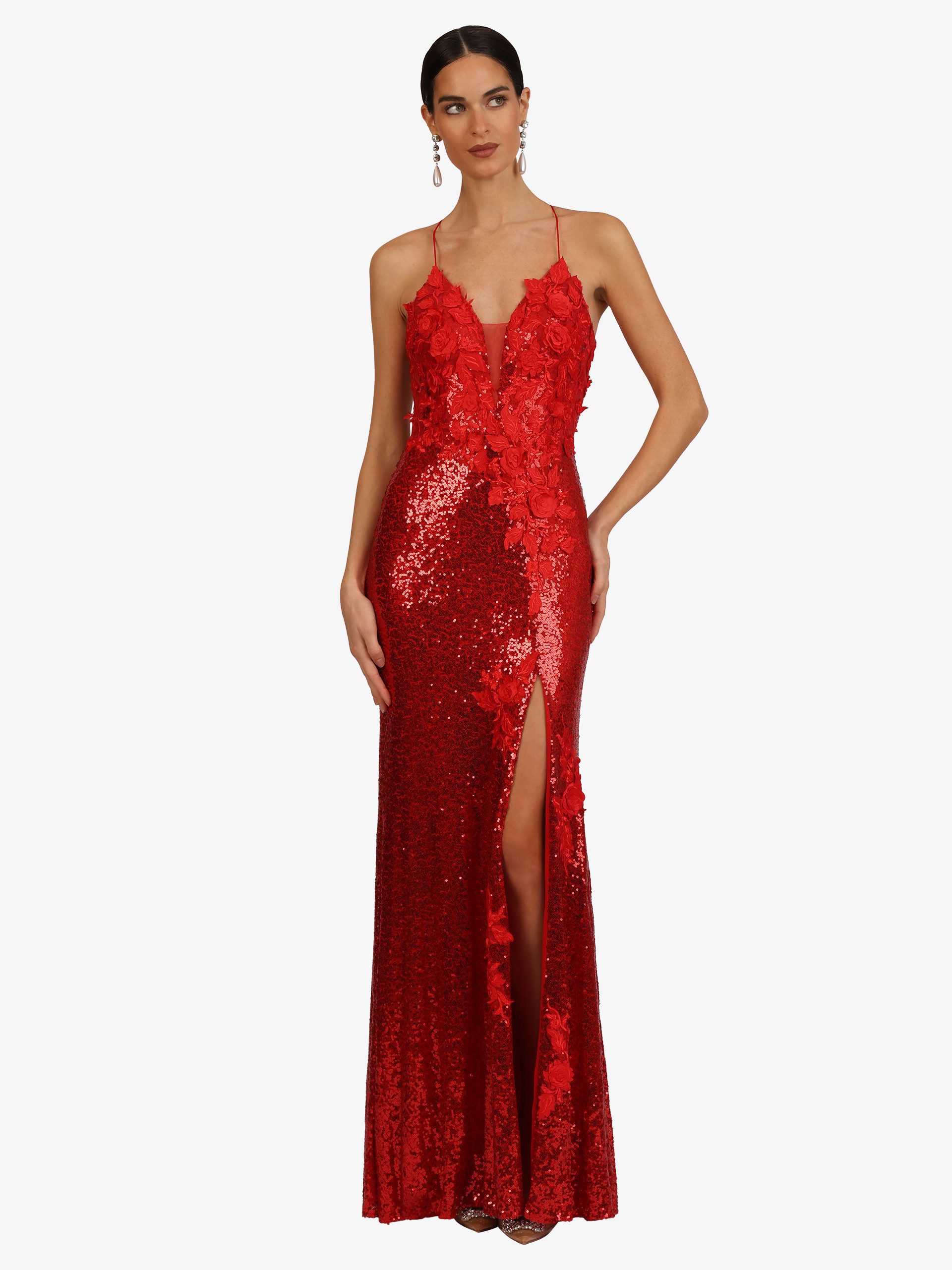 Kraimod Abendkleid mit Spaghettiträgern und Rückenschnürung
