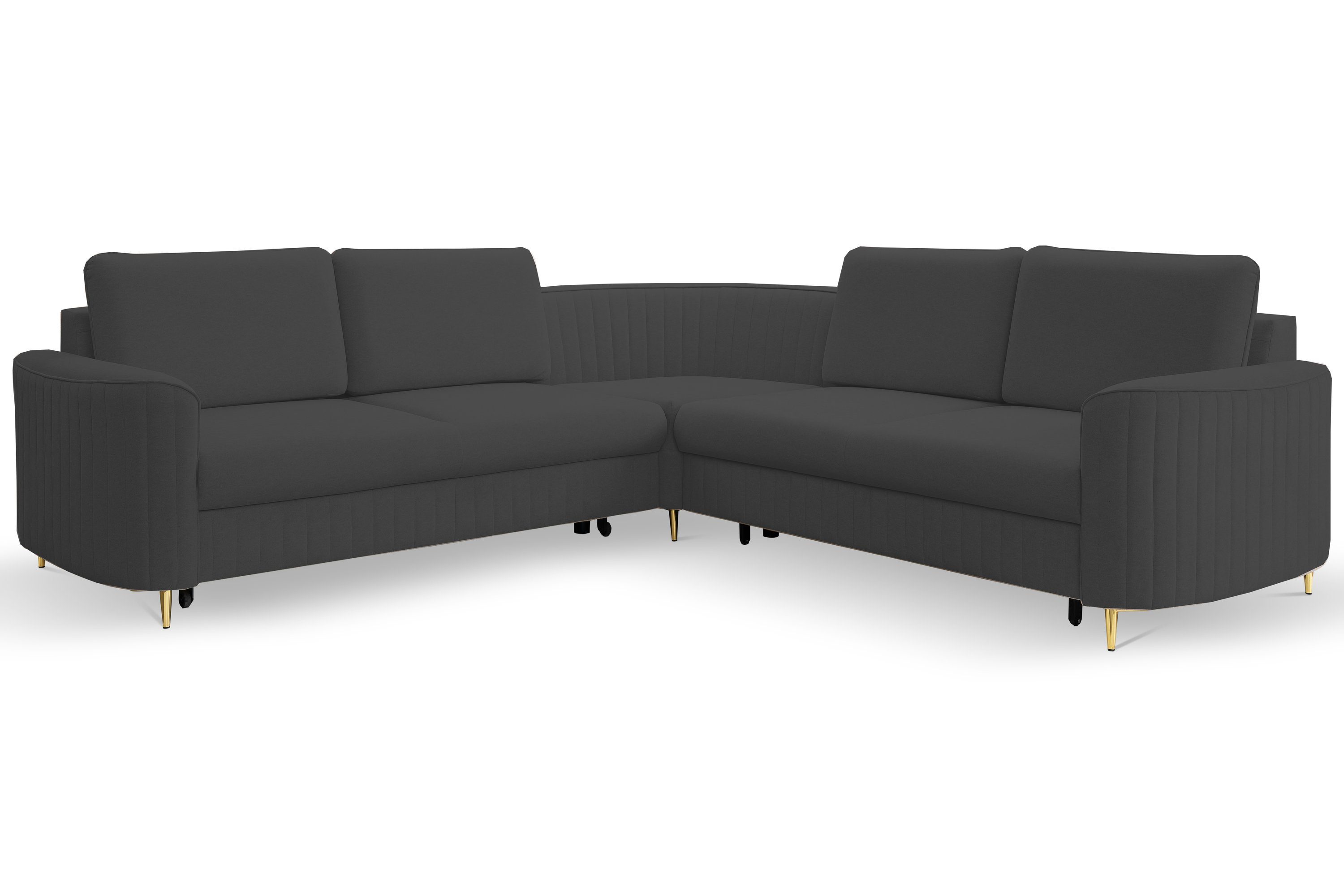 MOEBLO Ecksofa Leman, goldenen Beinen, mit Schlaffunktion, mit Bettkasten, Eckcouch Wohnlandschaft Sofa mit Ottomane Eckgarnitur Polsterecke, (BxHxT):255x86x255 cm, mit Relaxfunktion