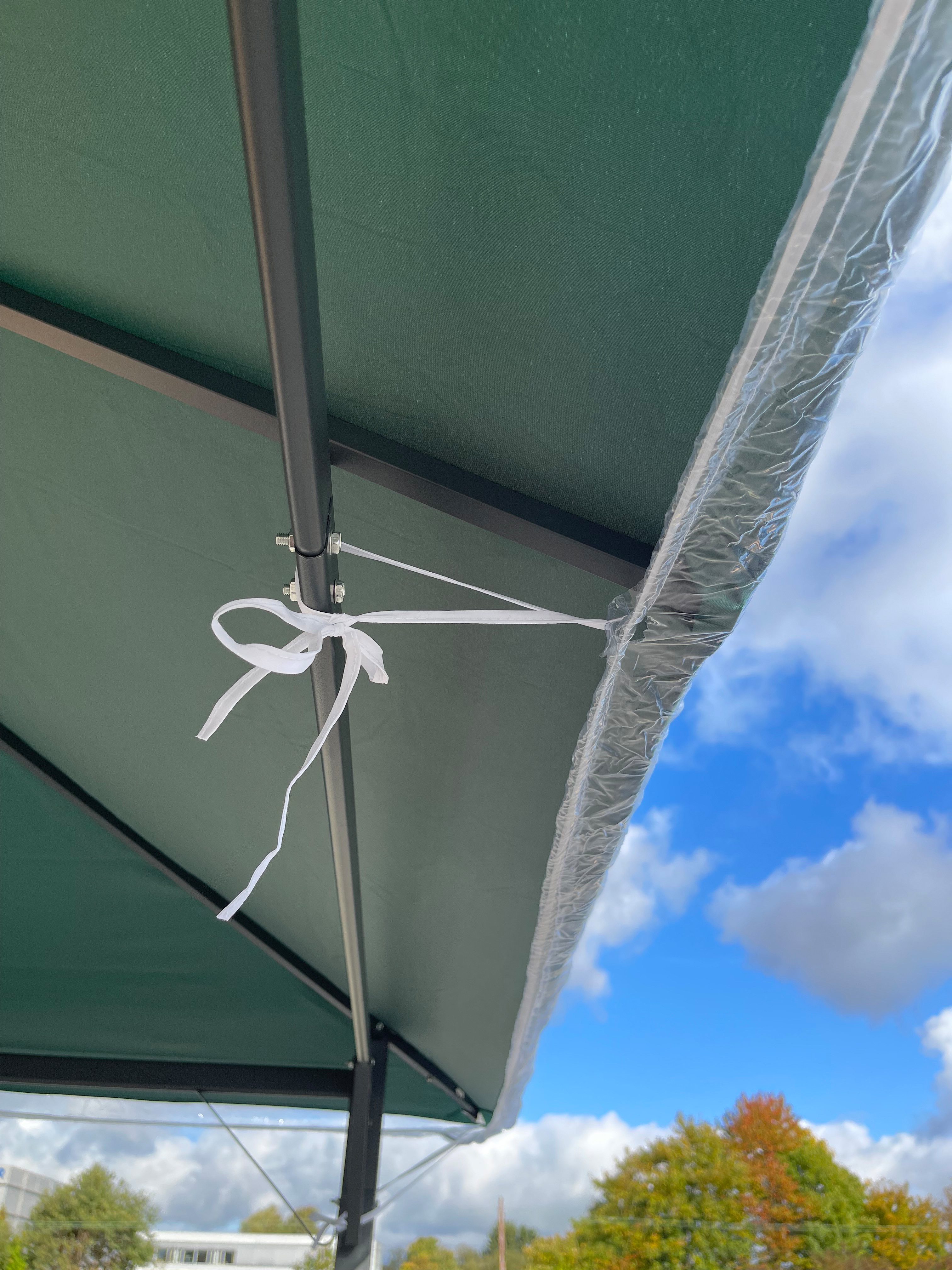 Quick Star Pavillon-Schutzhülle Pavillon Schutzhaube 2x2m Transparent (1-St), Umlaufender Gummizug und Befestigungsbänder in den Ecken – Bild 5 von 5