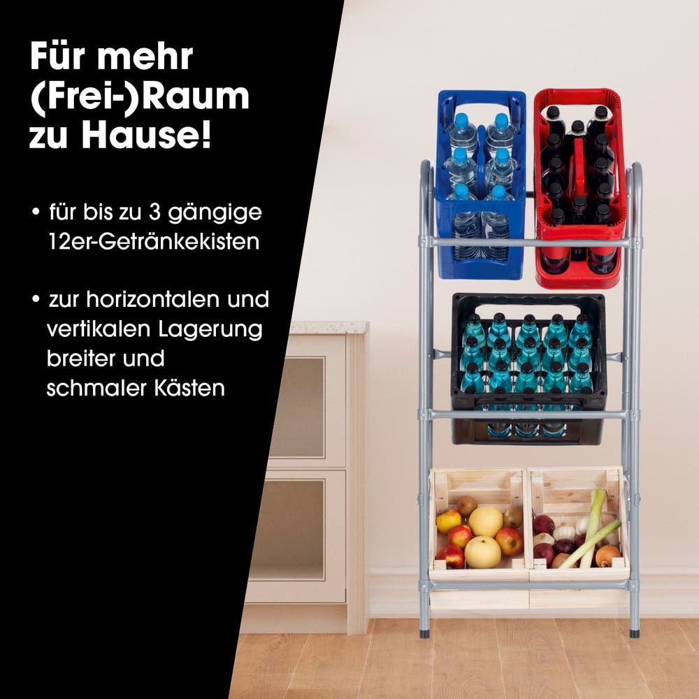 EASYmaxx Flaschenregal Getränkekisten-Regal Metall 3 Kisten günstig online kaufen